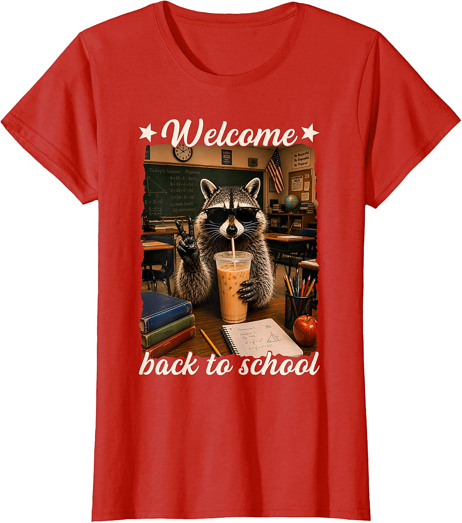 Cool Raccoon Welcome Back to School T-Shirt | Funny Tee