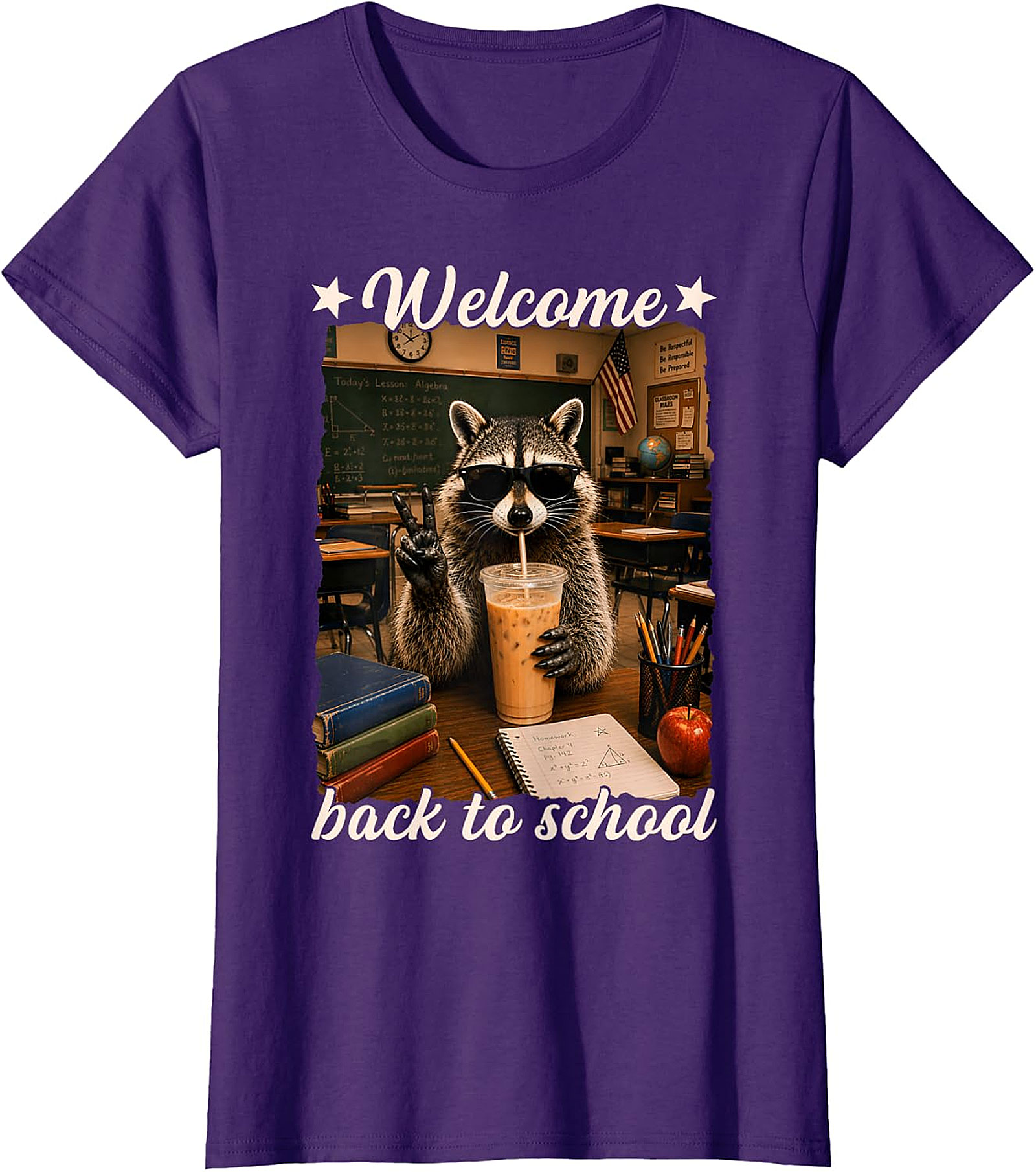 Cool Raccoon Welcome Back to School T-Shirt | Funny Tee