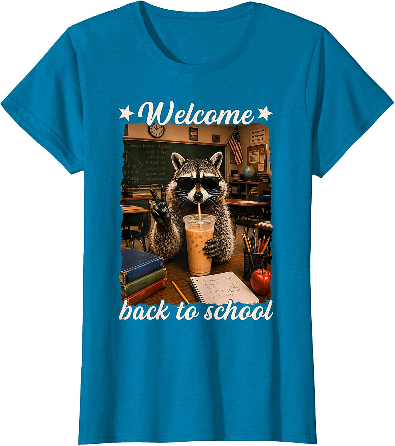 Cool Raccoon Welcome Back to School T-Shirt | Funny Tee