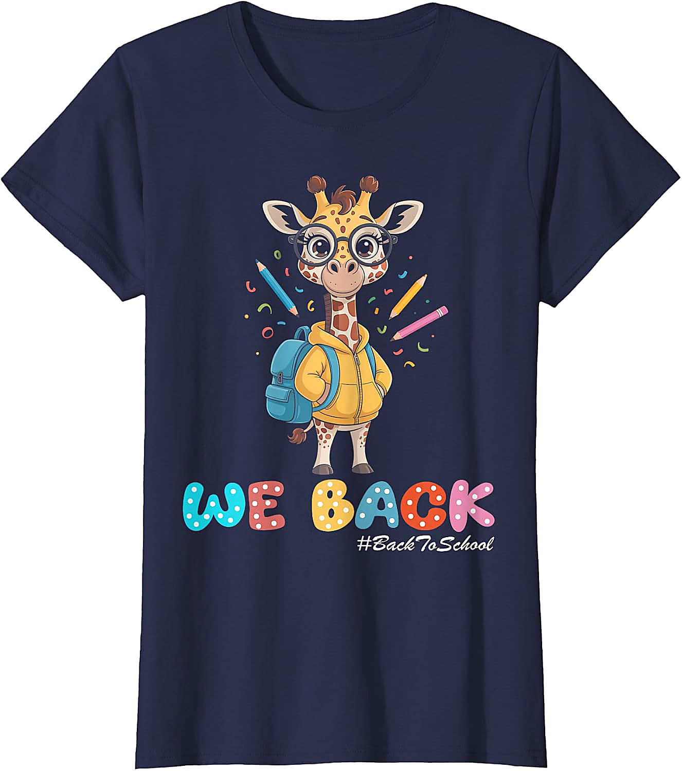 Back To School Giraffe T-Shirt | Cute First Day Student Tee