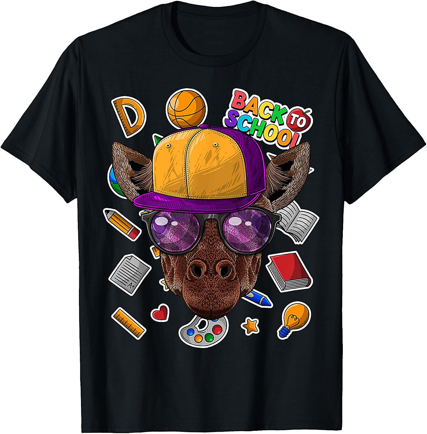 Giraffe Back To School T-Shirt | Funny First Day Tee