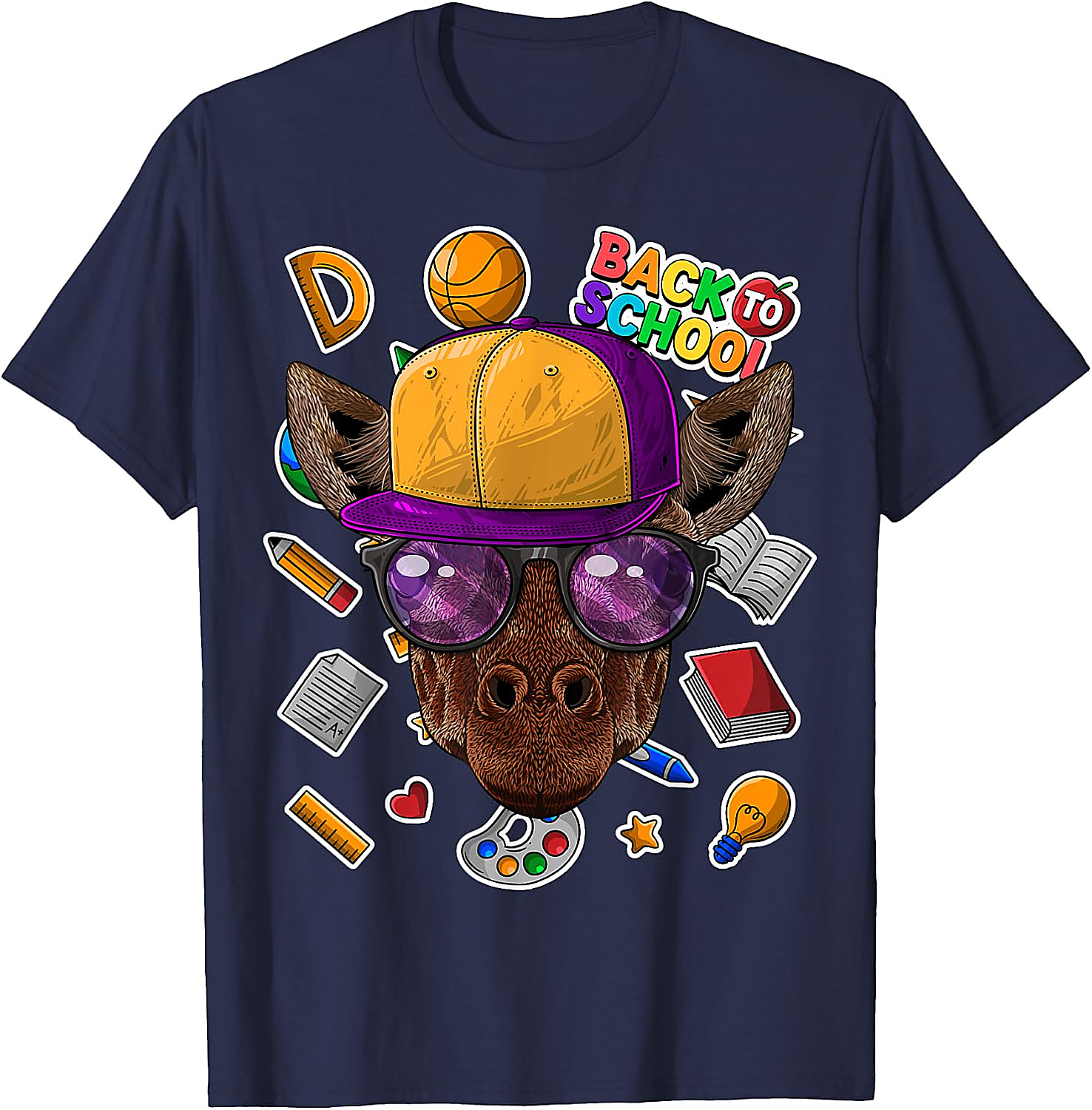 Giraffe Back To School T-Shirt | Funny First Day Tee