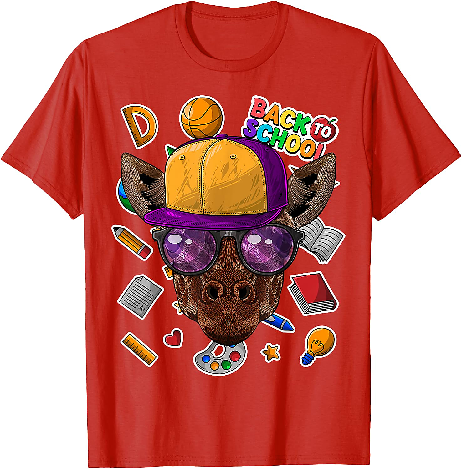 Giraffe Back To School T-Shirt | Funny First Day Tee