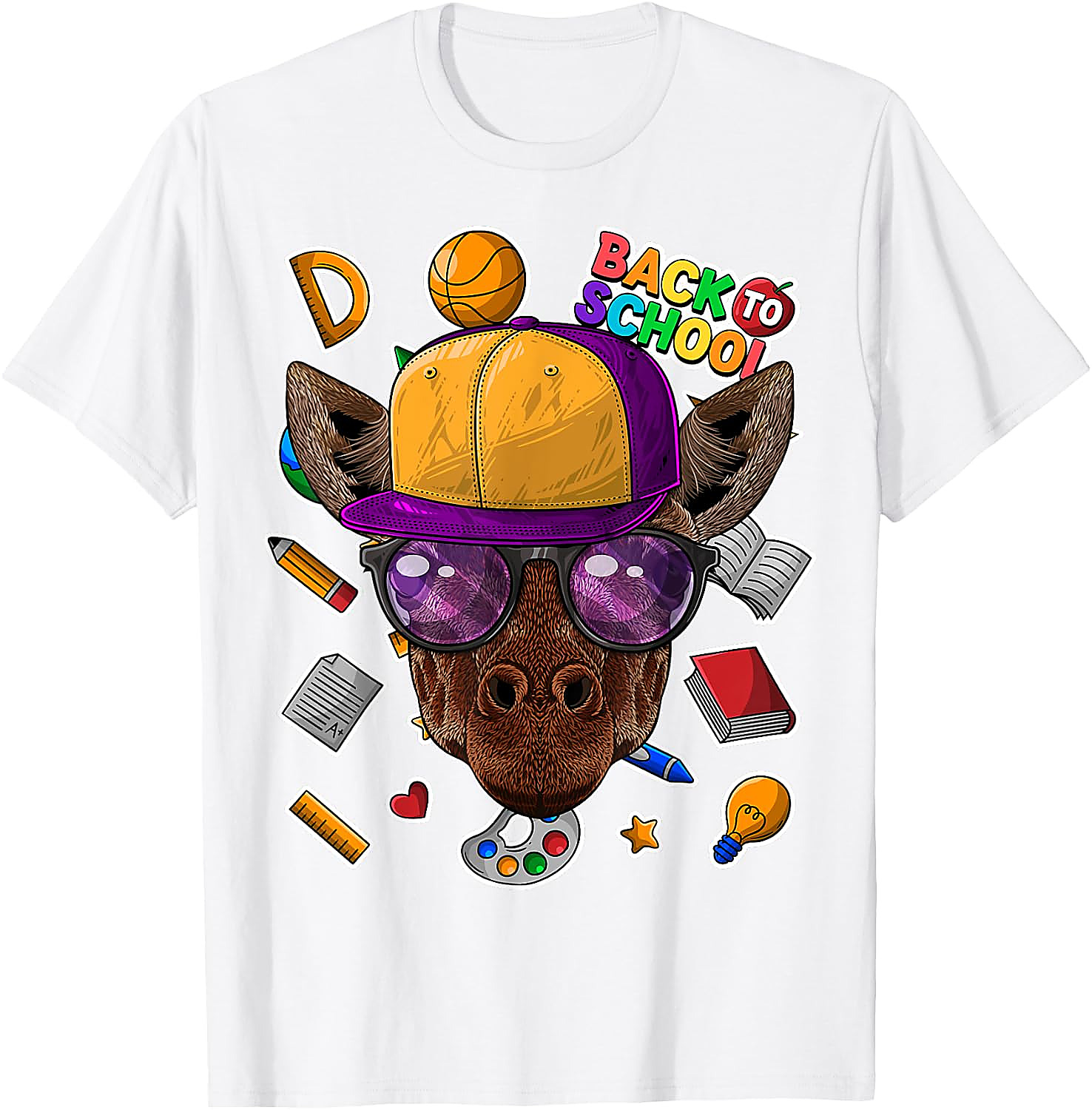 Giraffe Back To School T-Shirt | Funny First Day Tee
