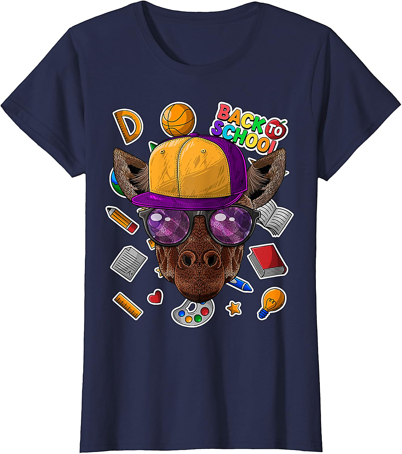 Giraffe Back To School T-Shirt | Funny First Day Tee