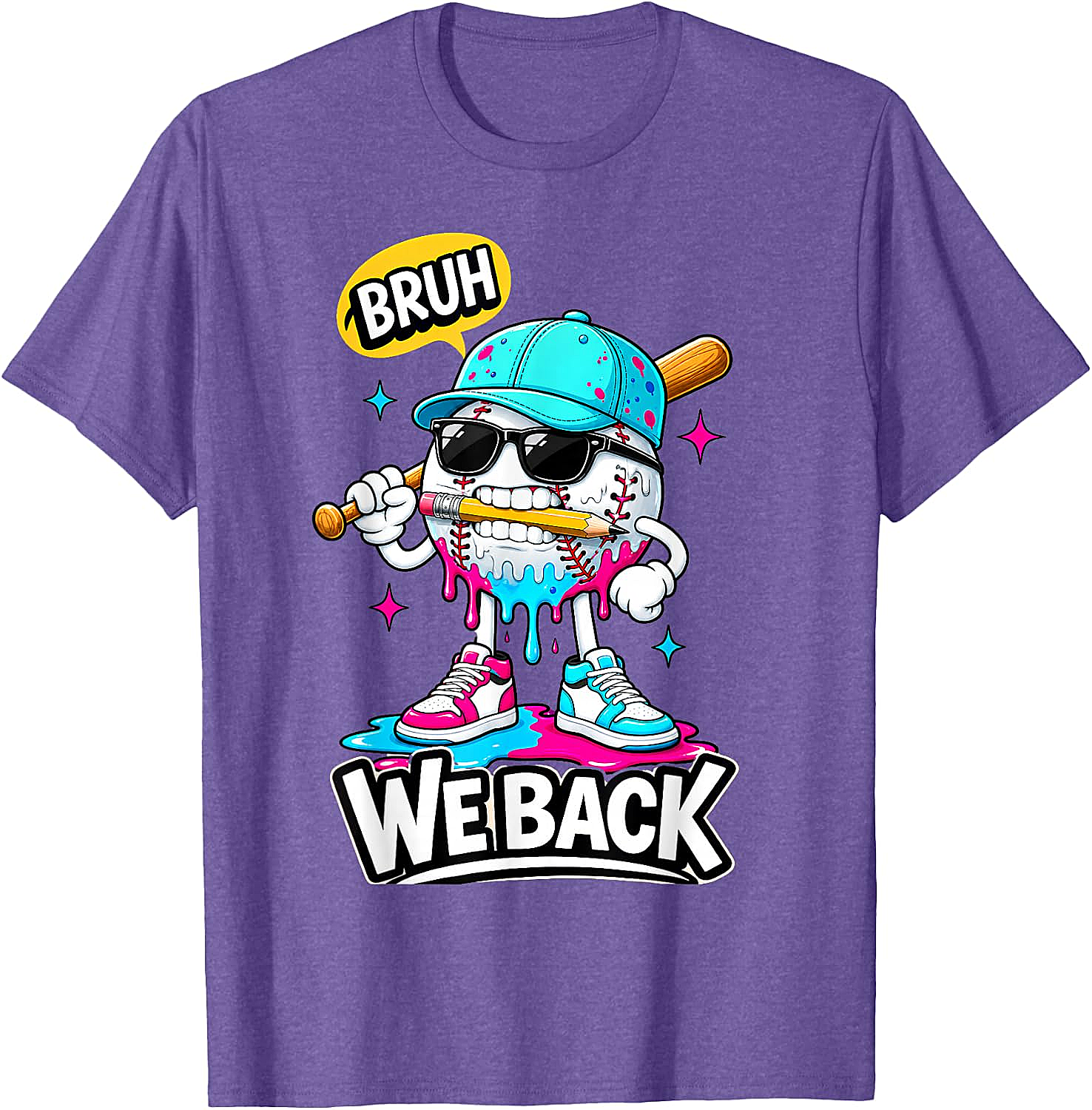  Baseball Bruh We Back First Day of School Tee
