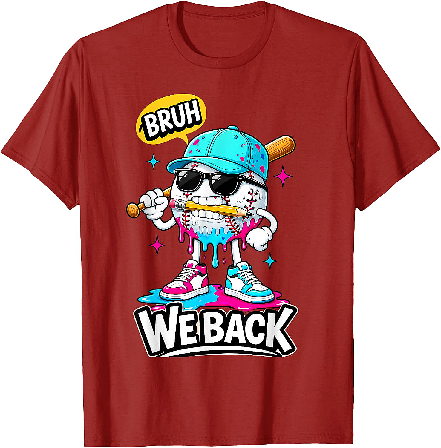  Baseball Bruh We Back First Day of School Tee