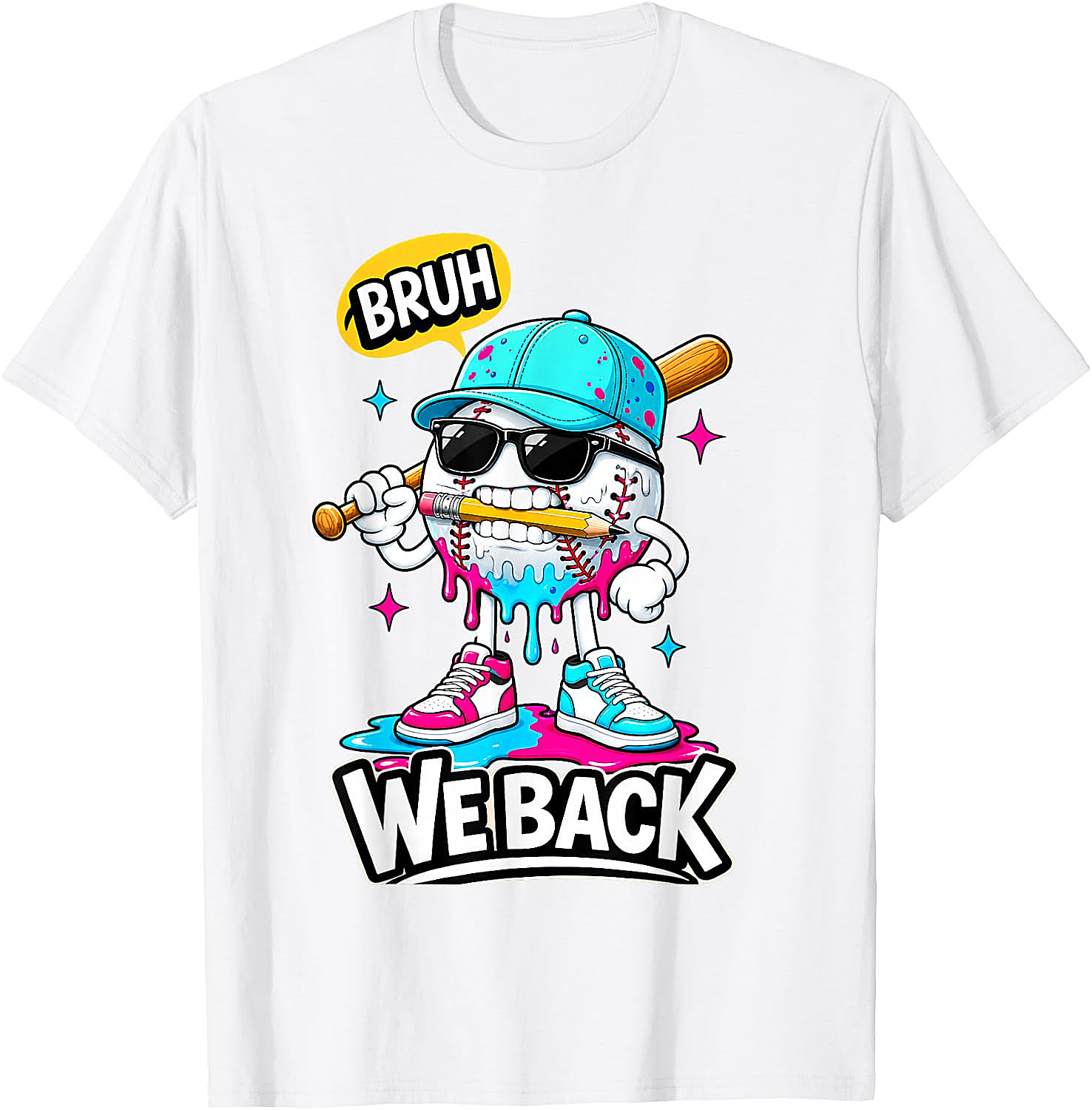  Baseball Bruh We Back First Day of School Tee