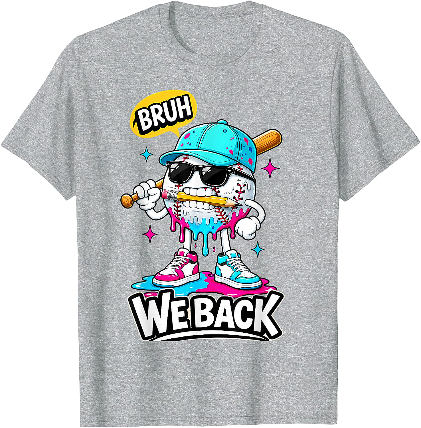  Baseball Bruh We Back First Day of School Tee