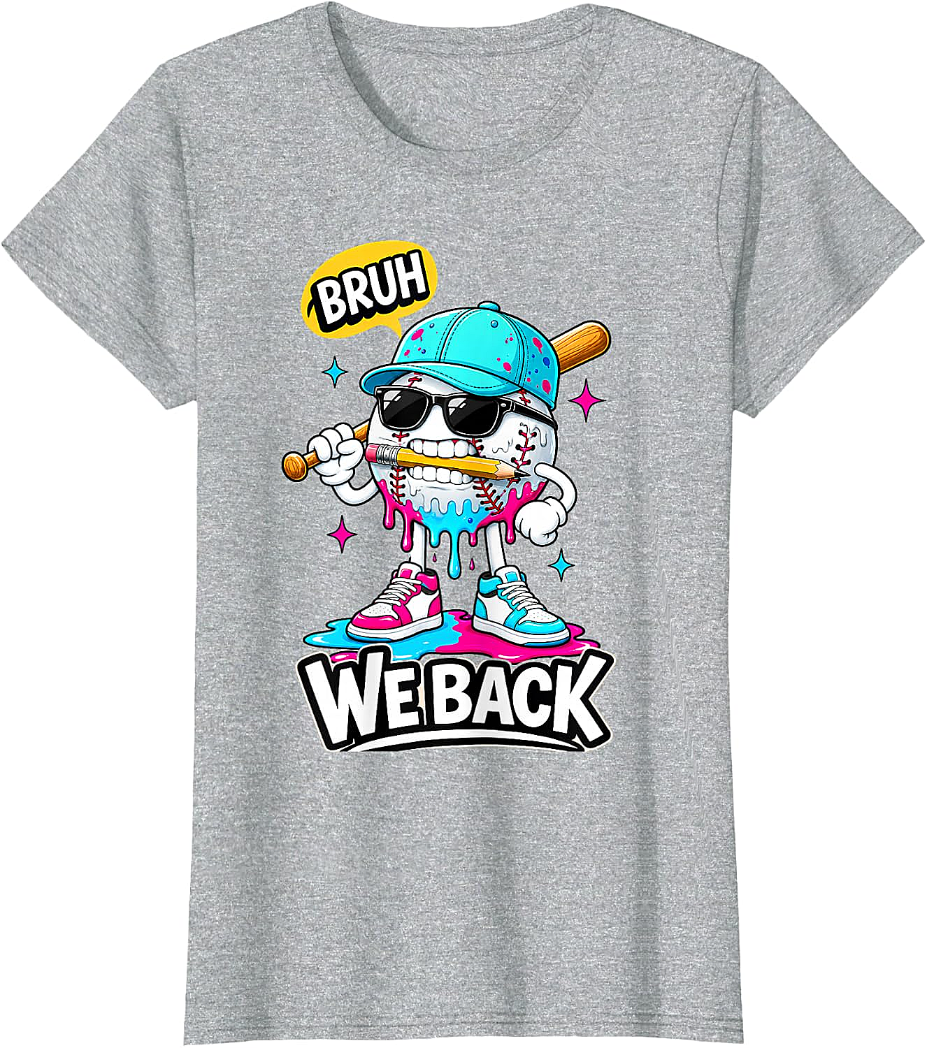 Baseball Bruh We Back First Day of School Tee