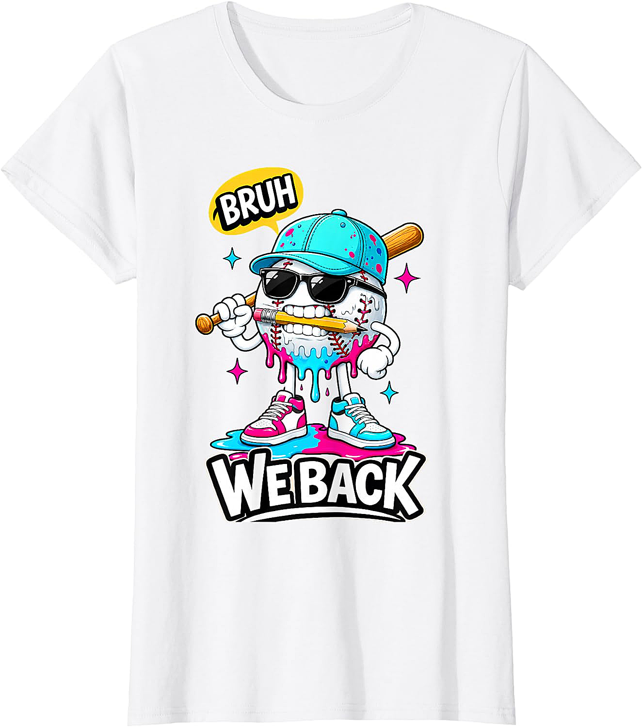  Baseball Bruh We Back First Day of School Tee