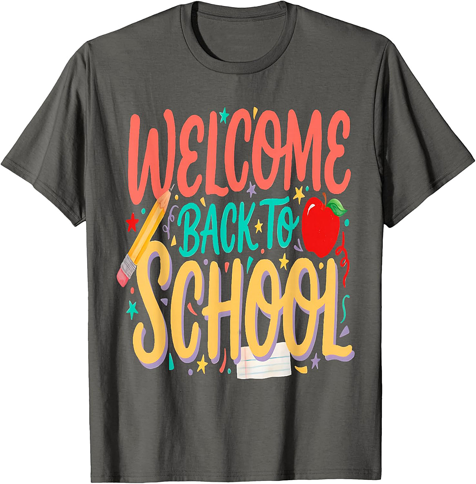 Welcome Back to School Tee - Pencil & Apple Graphic