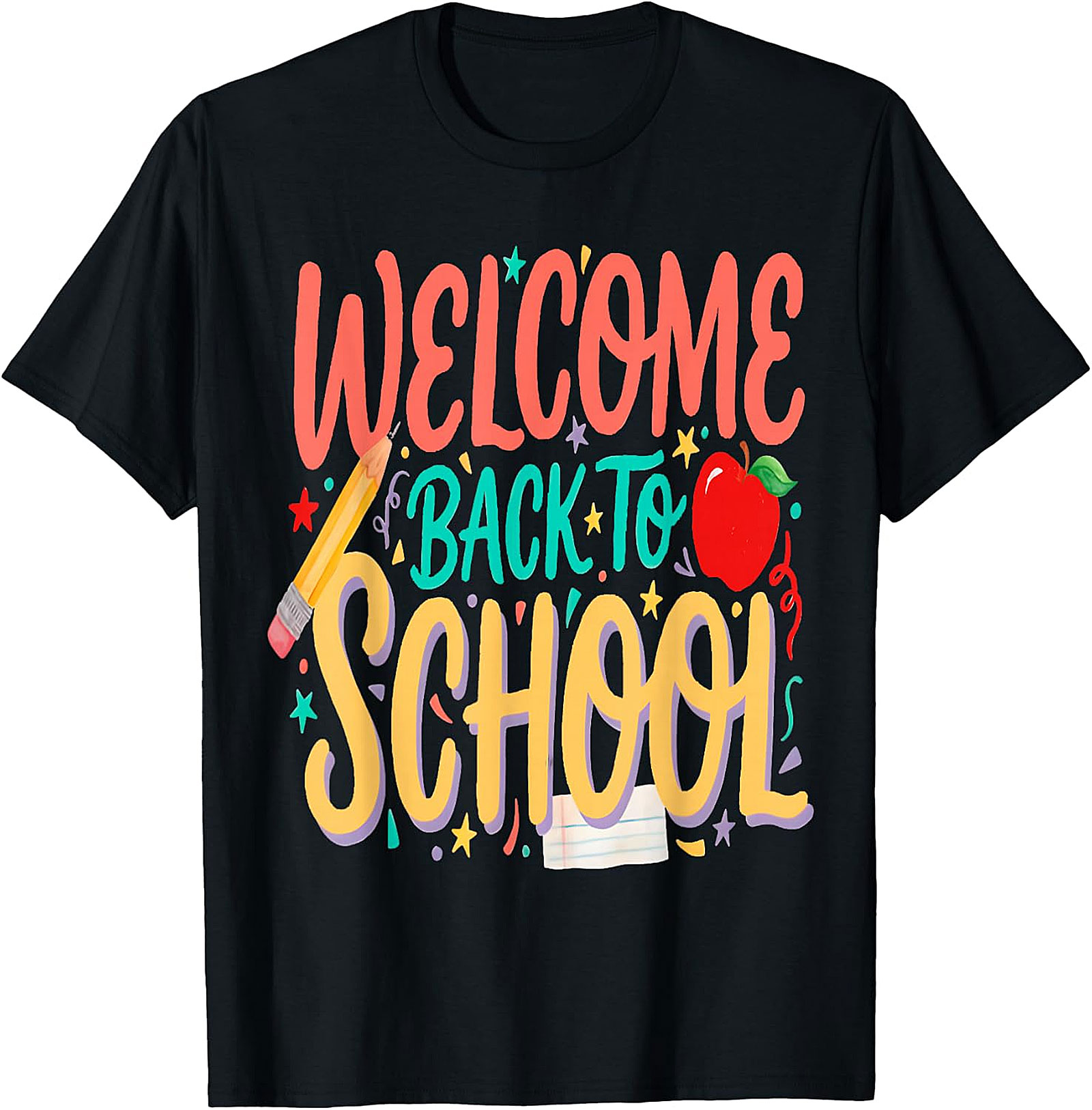 Welcome Back to School Tee - Pencil & Apple Graphic