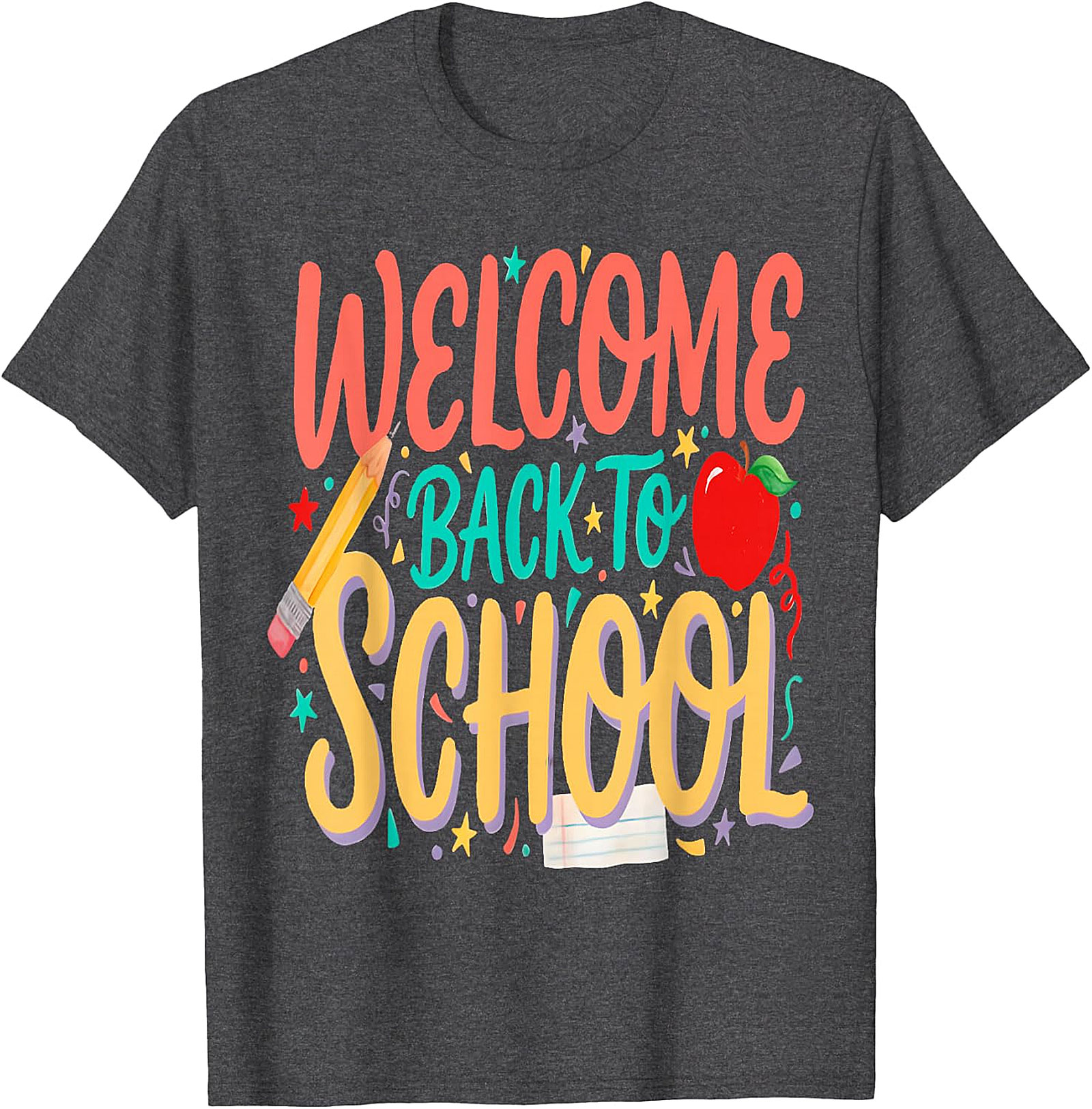 Welcome Back to School Tee - Pencil & Apple Graphic