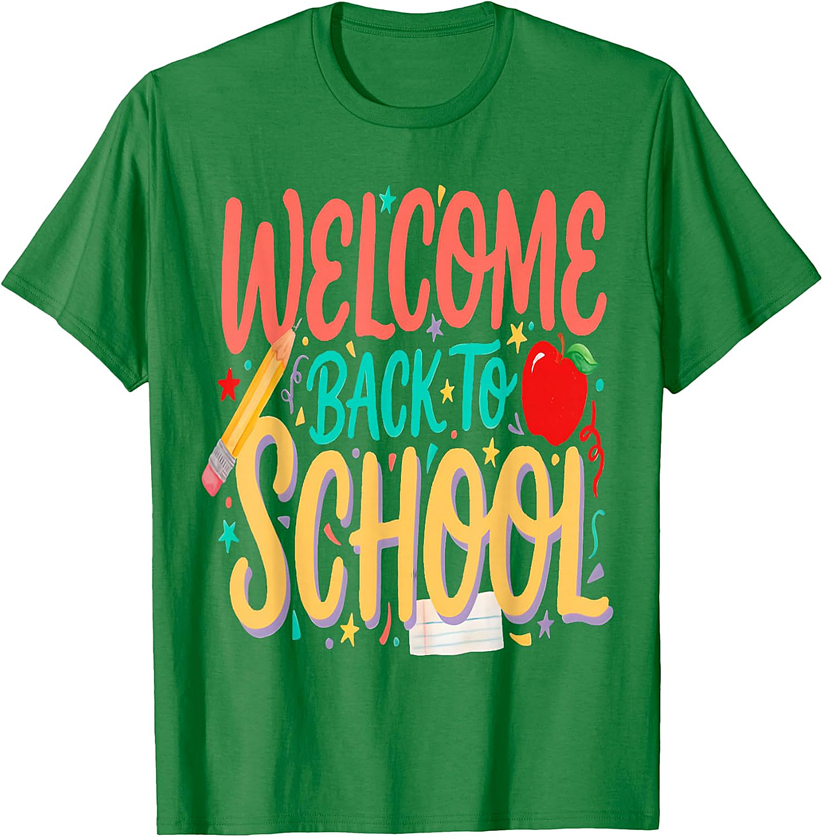 Welcome Back to School Tee - Pencil & Apple Graphic