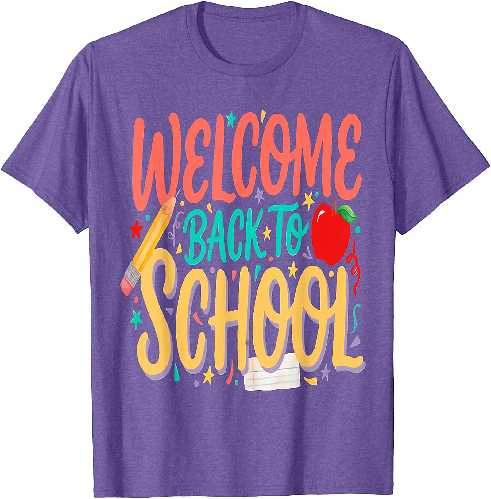 Welcome Back to School Tee - Pencil & Apple Graphic
