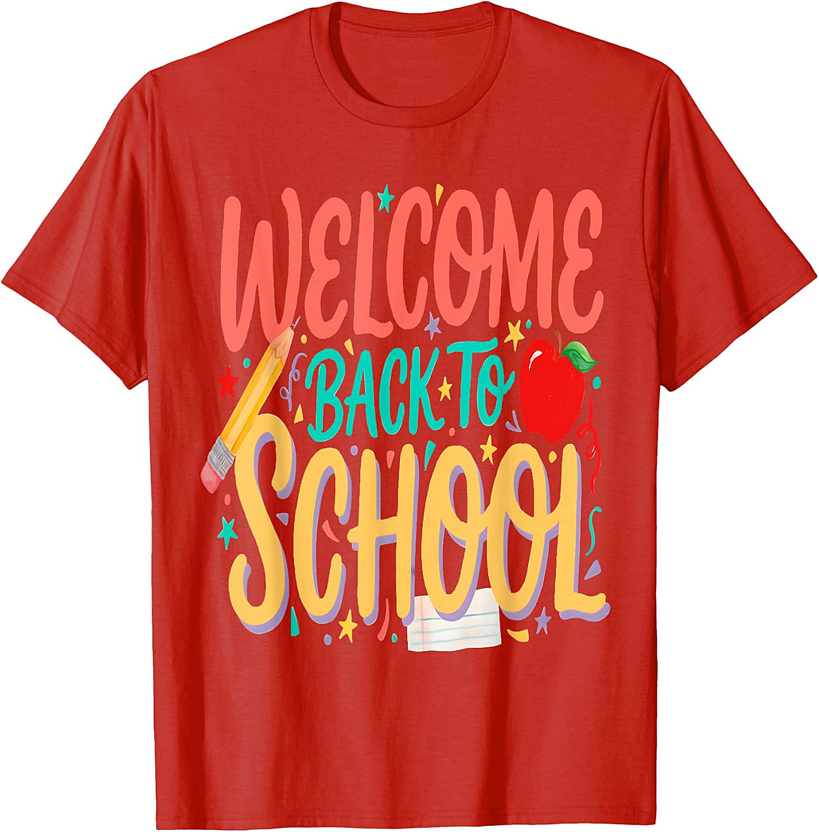 Welcome Back to School Tee - Pencil & Apple Graphic