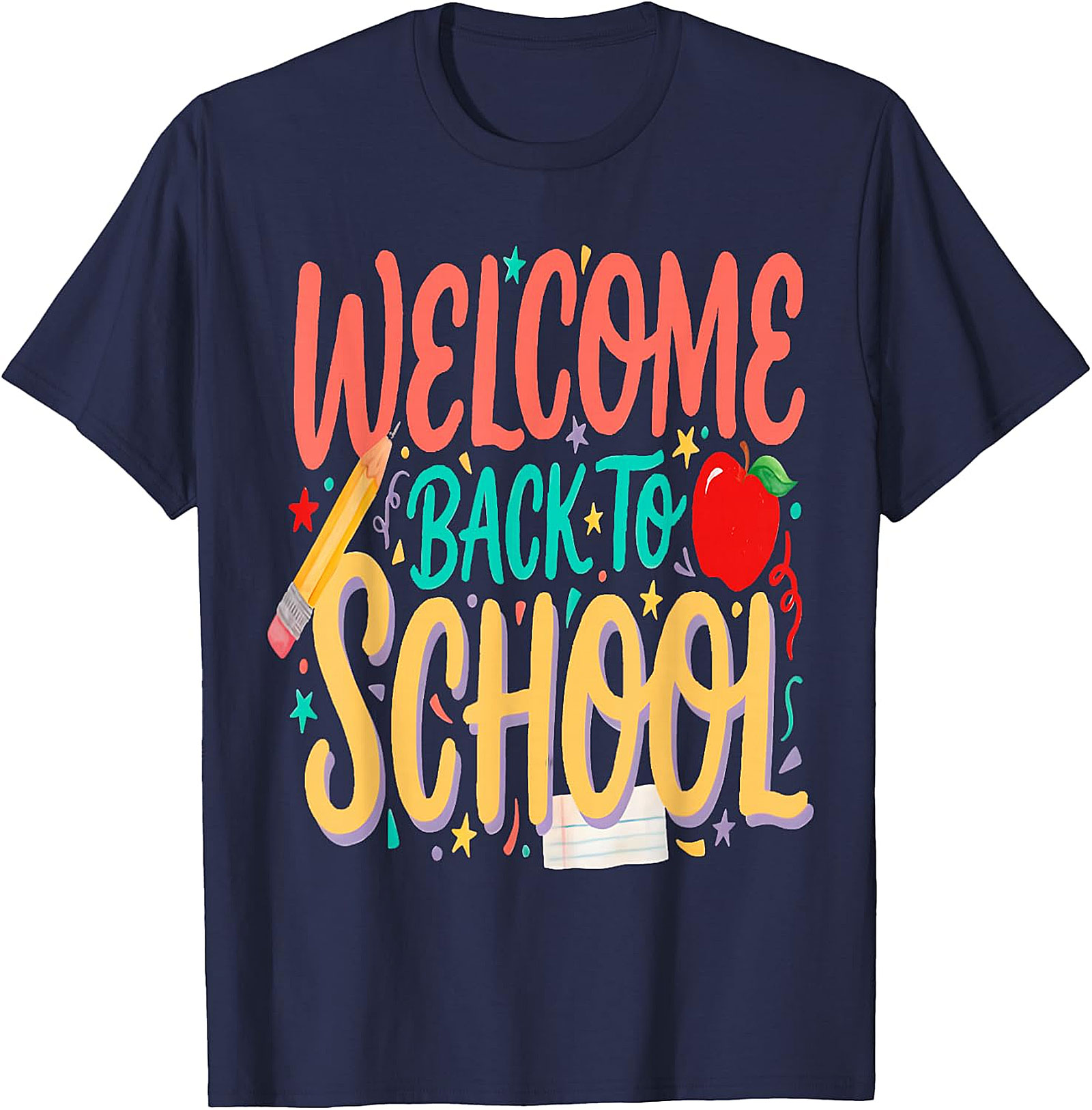 Welcome Back to School Tee - Pencil & Apple Graphic
