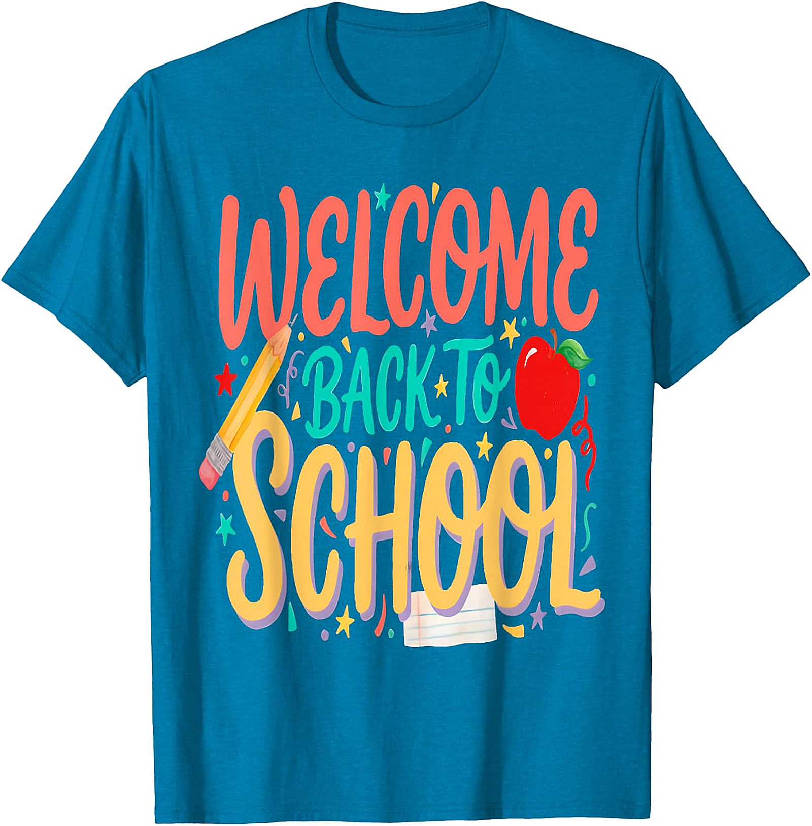 Welcome Back to School Tee - Pencil & Apple Graphic