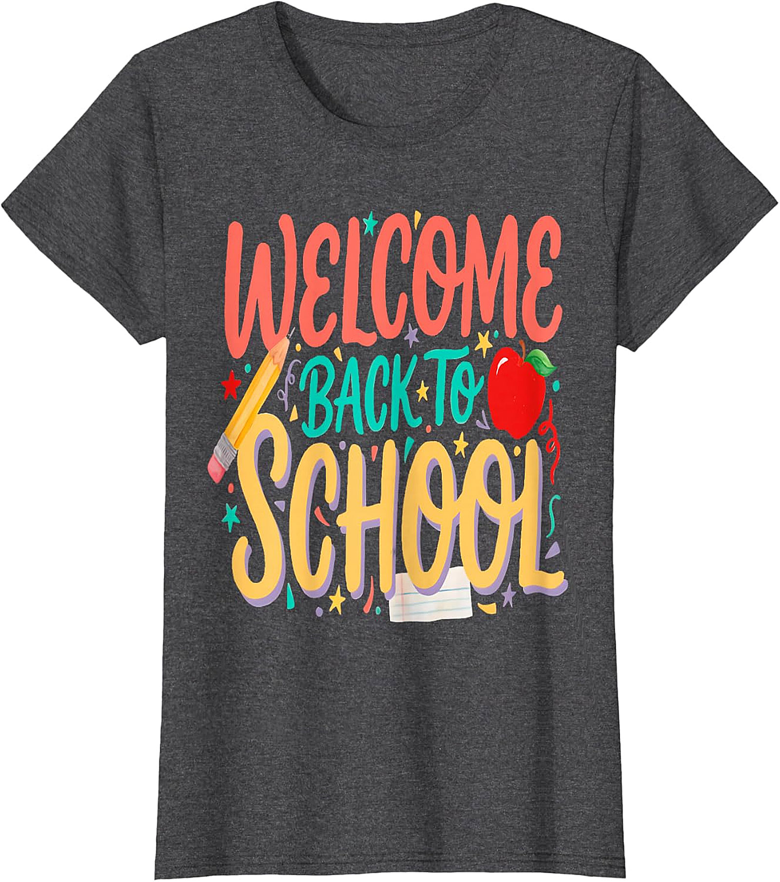 Welcome Back to School Tee - Pencil & Apple Graphic