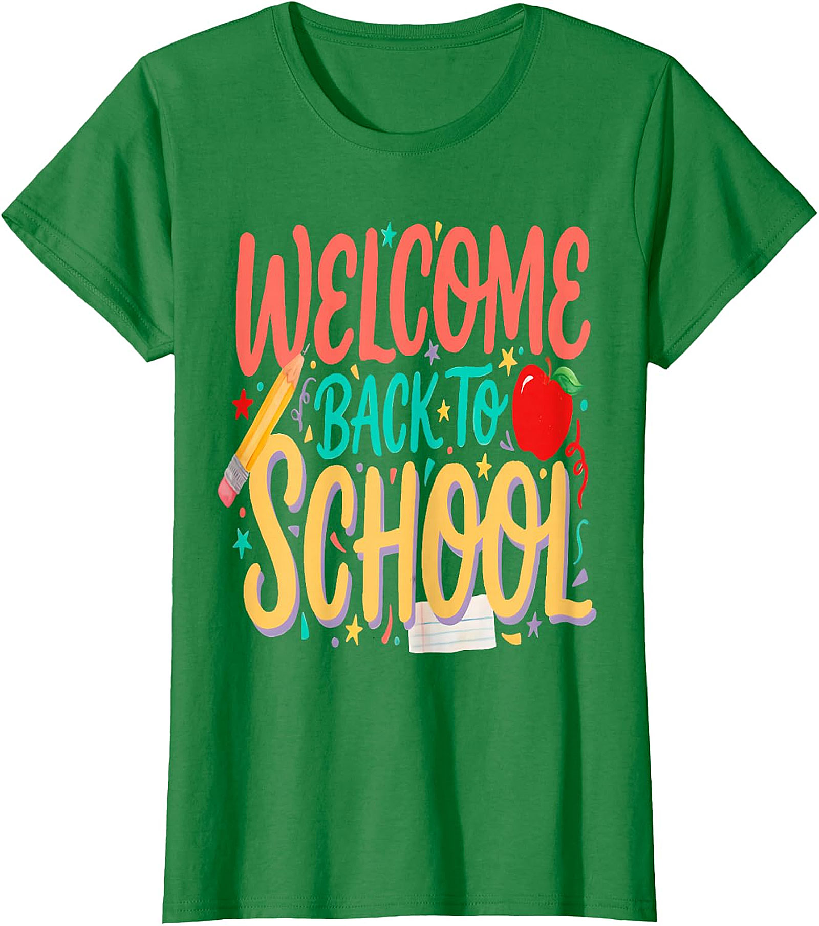 Welcome Back to School Tee - Pencil & Apple Graphic