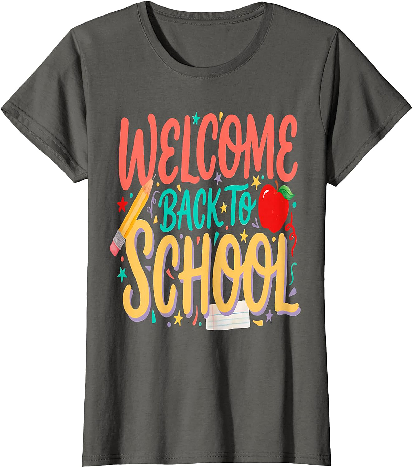 Welcome Back to School Tee - Pencil & Apple Graphic