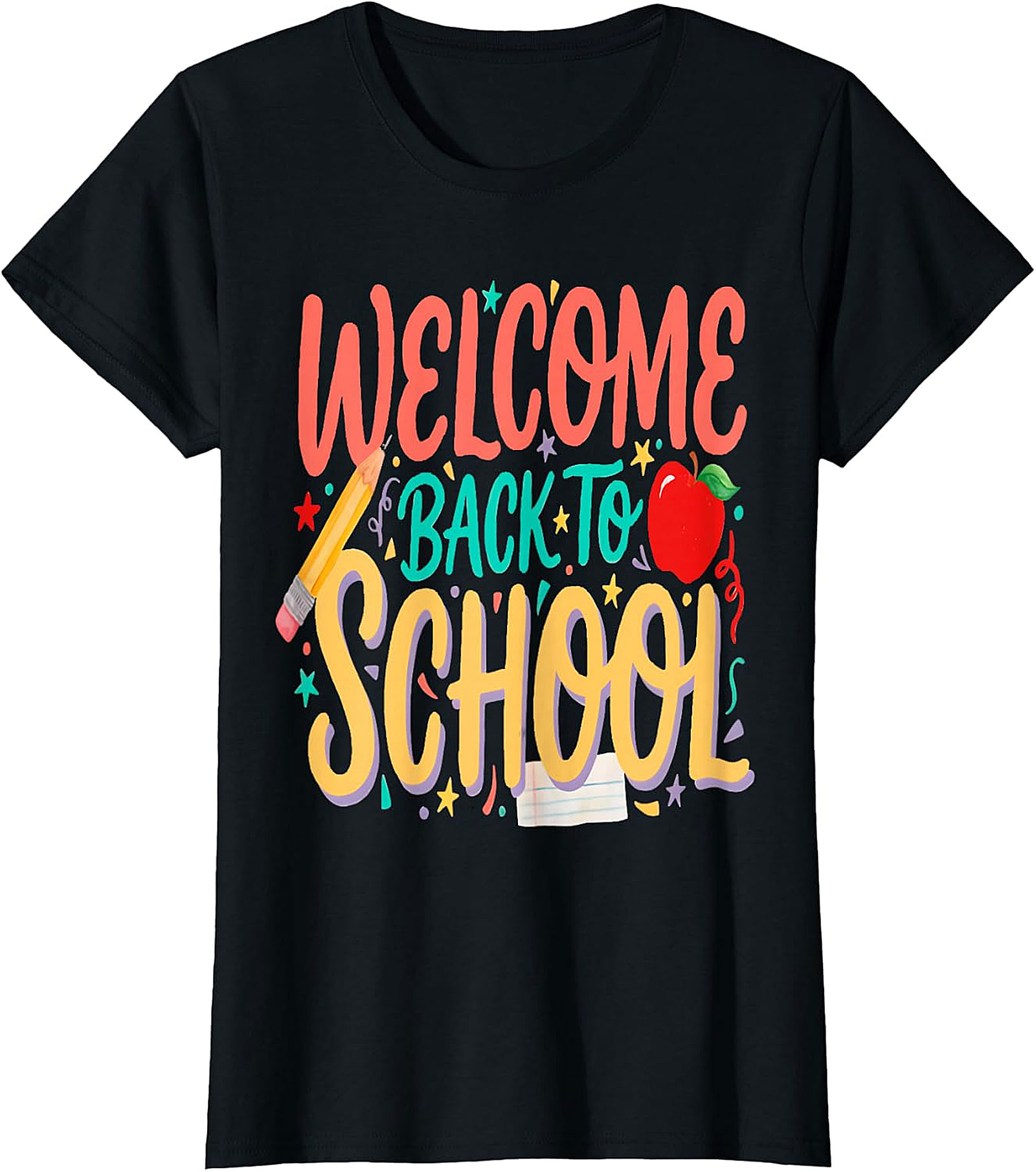 Welcome Back to School Tee - Pencil & Apple Graphic