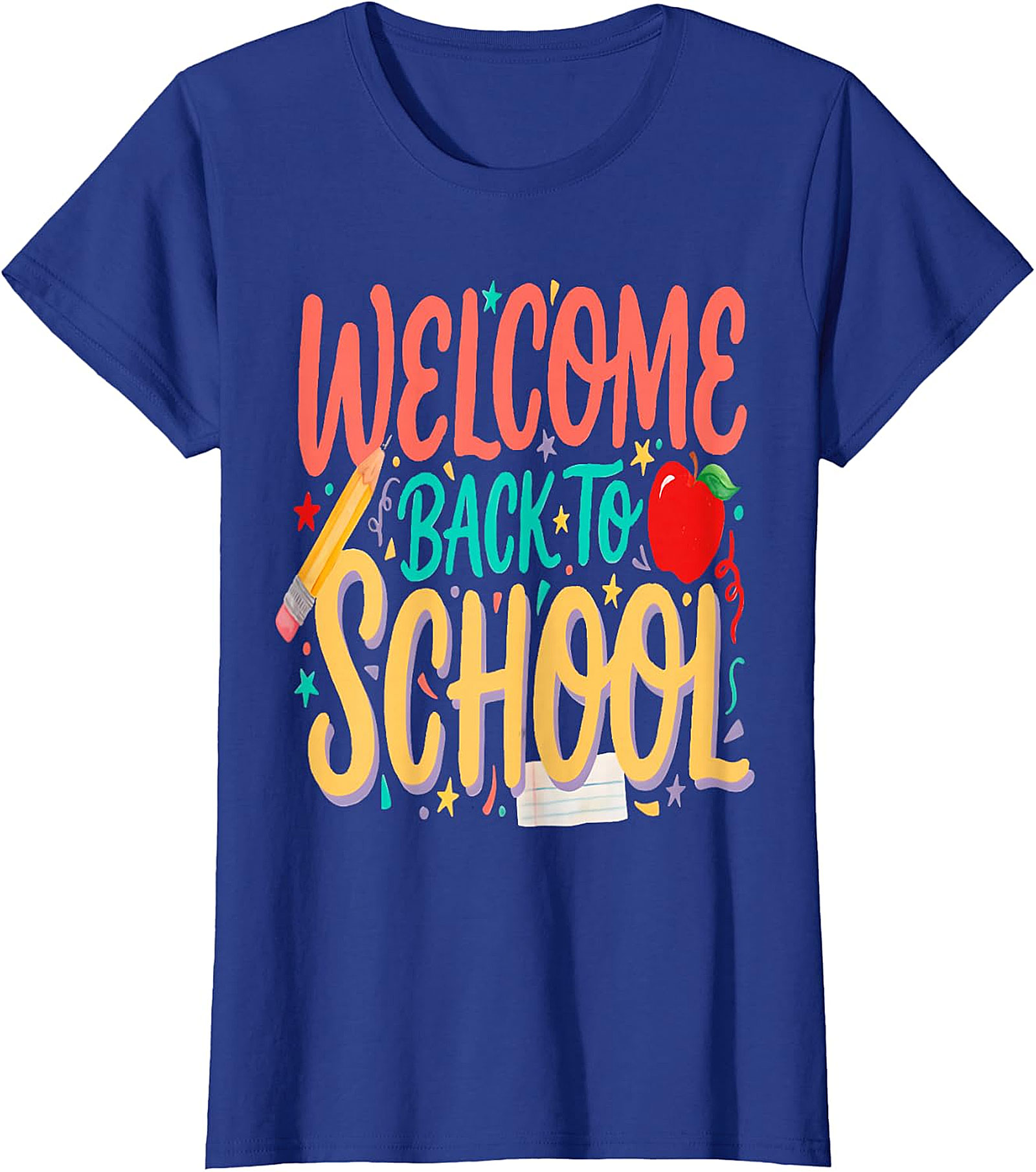 Welcome Back to School Tee - Pencil & Apple Graphic