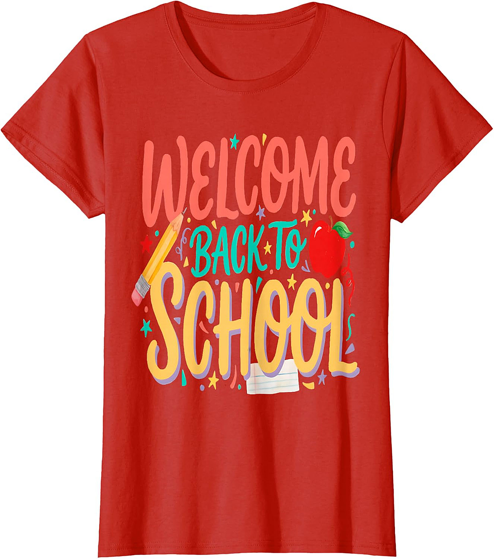 Welcome Back to School Tee - Pencil & Apple Graphic