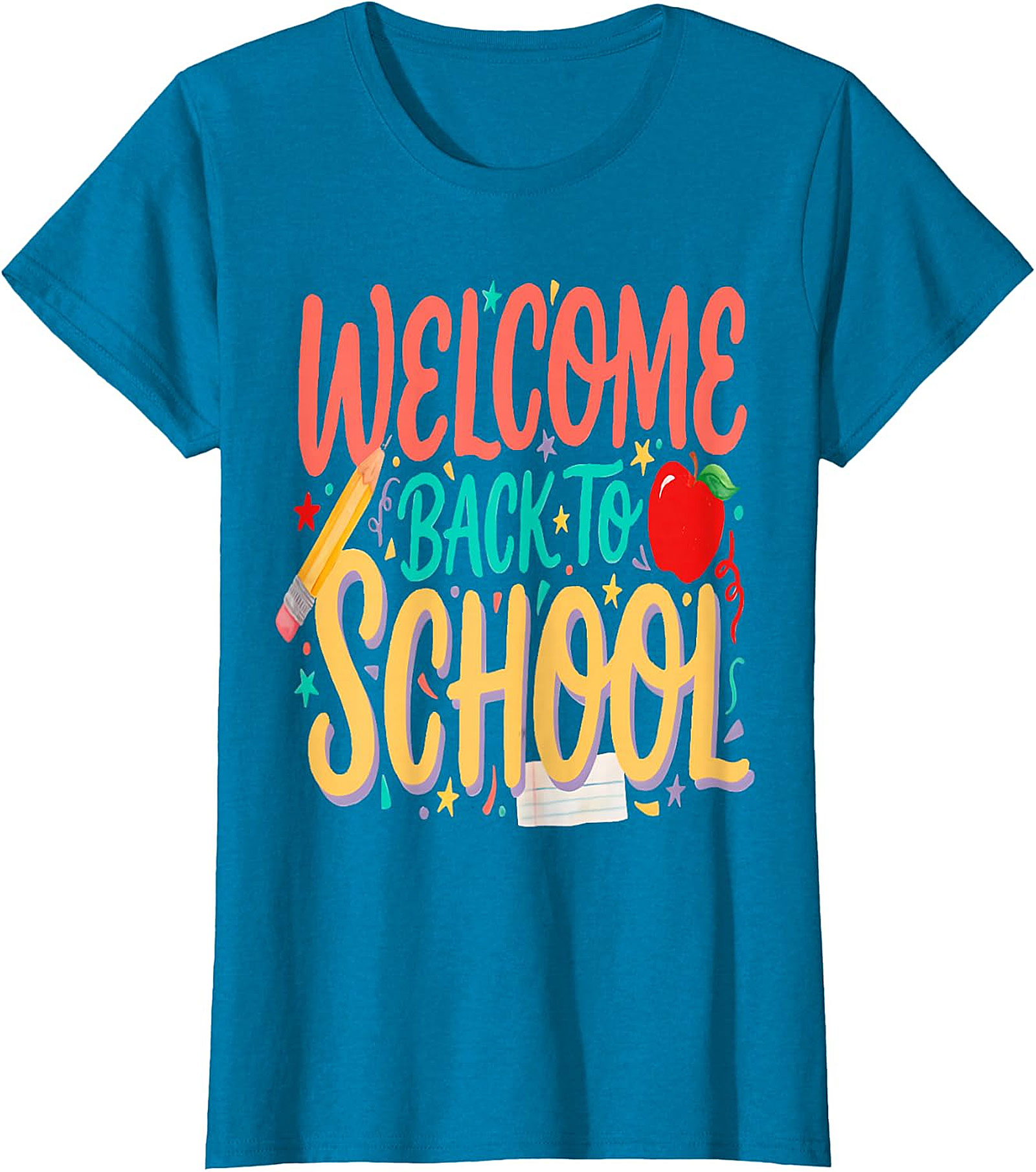Welcome Back to School Tee - Pencil & Apple Graphic