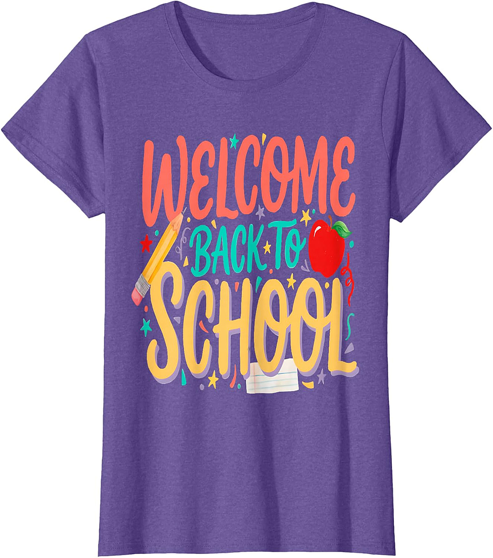 Welcome Back to School Tee - Pencil & Apple Graphic