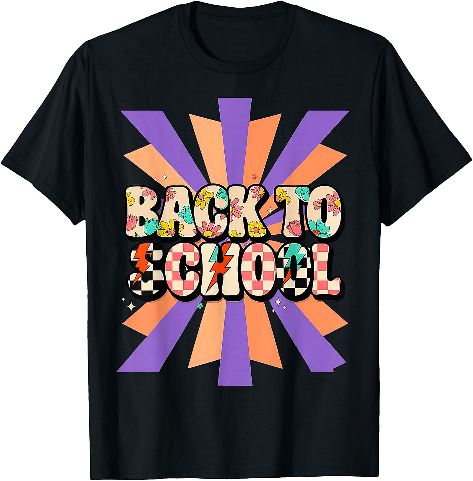 Groovy Back to School T-Shirt | Retro Floral Checkerboard Tee