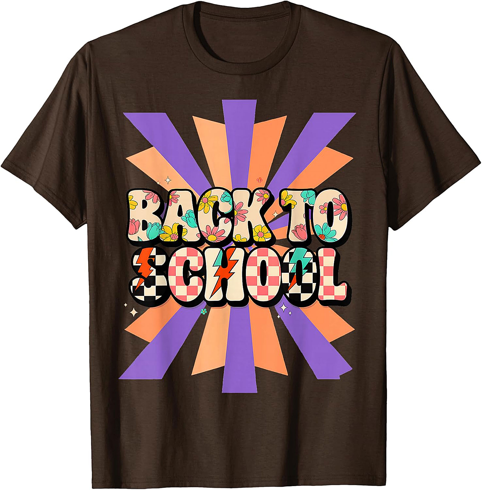 Groovy Back to School T-Shirt | Retro Floral Checkerboard Tee