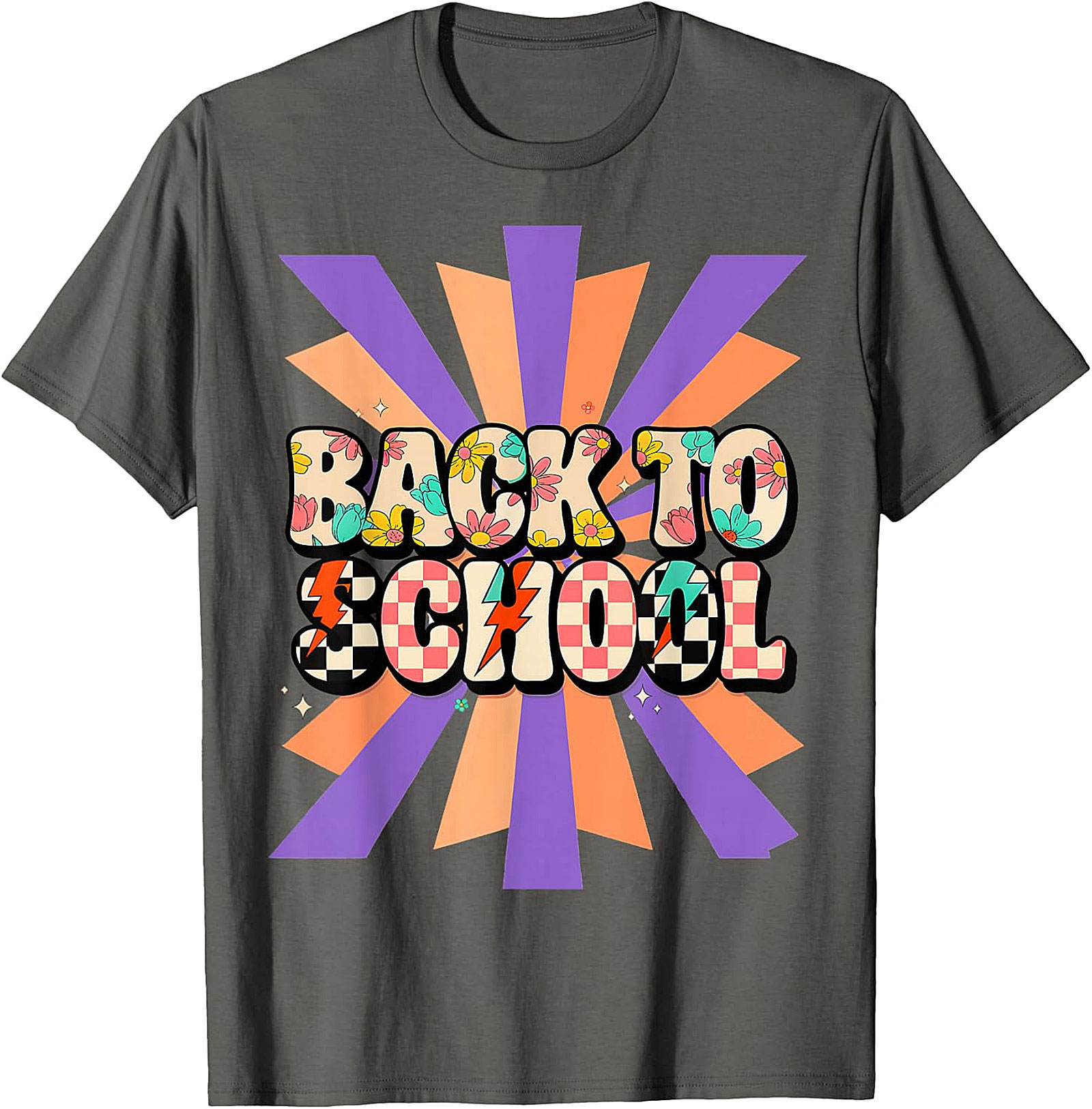 Groovy Back to School T-Shirt | Retro Floral Checkerboard Tee