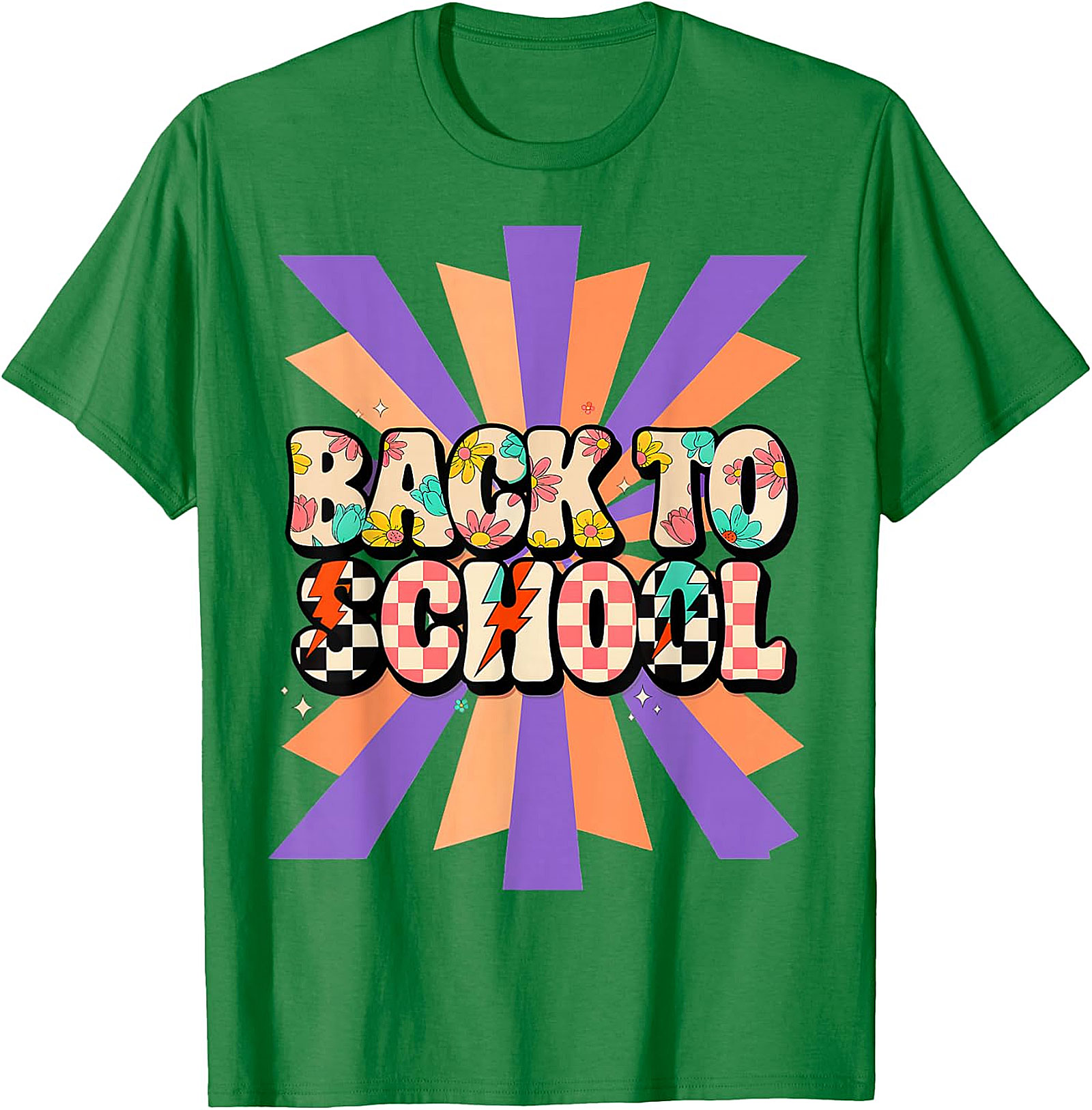Groovy Back to School T-Shirt | Retro Floral Checkerboard Tee