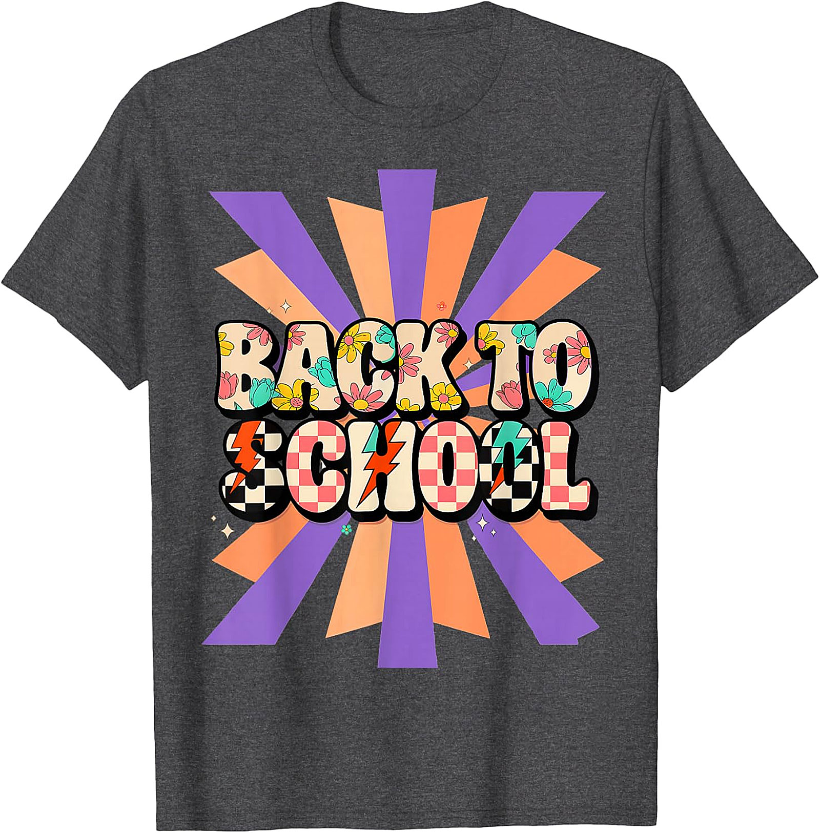 Groovy Back to School T-Shirt | Retro Floral Checkerboard Tee