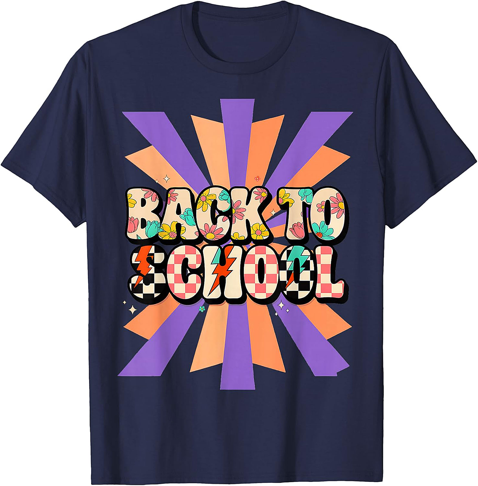 Groovy Back to School T-Shirt | Retro Floral Checkerboard Tee