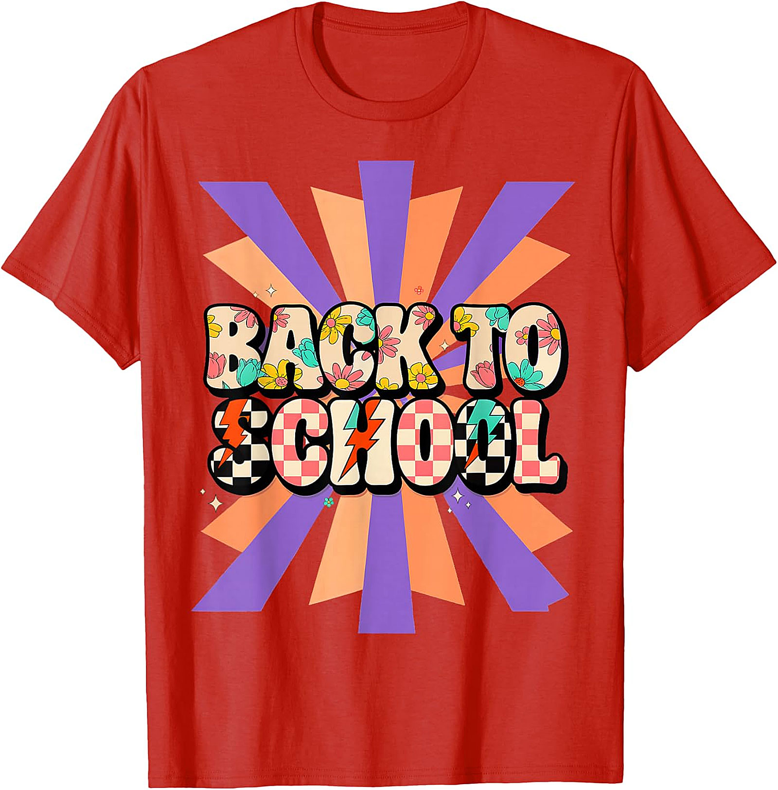 Groovy Back to School T-Shirt | Retro Floral Checkerboard Tee