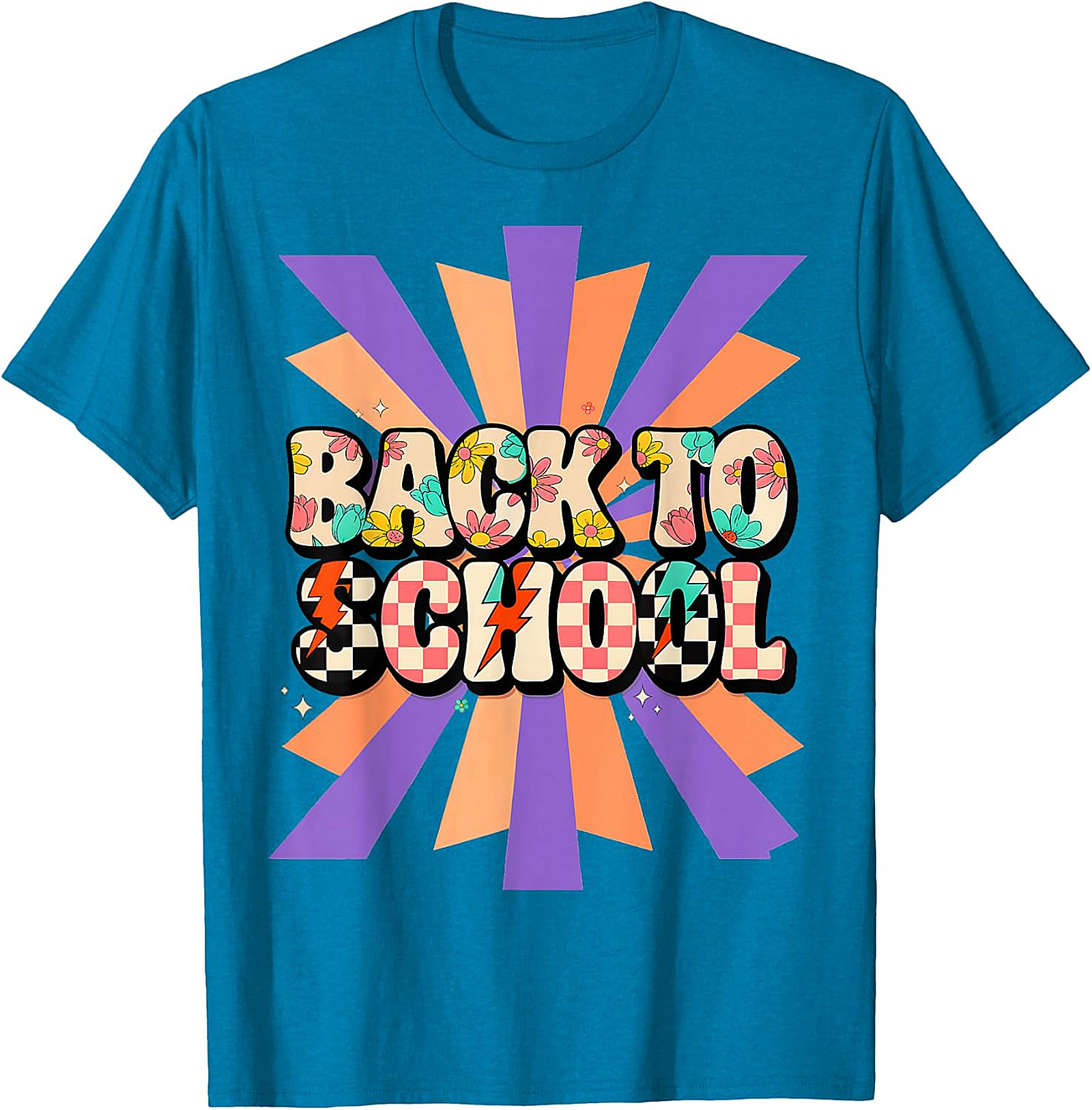 Groovy Back to School T-Shirt | Retro Floral Checkerboard Tee