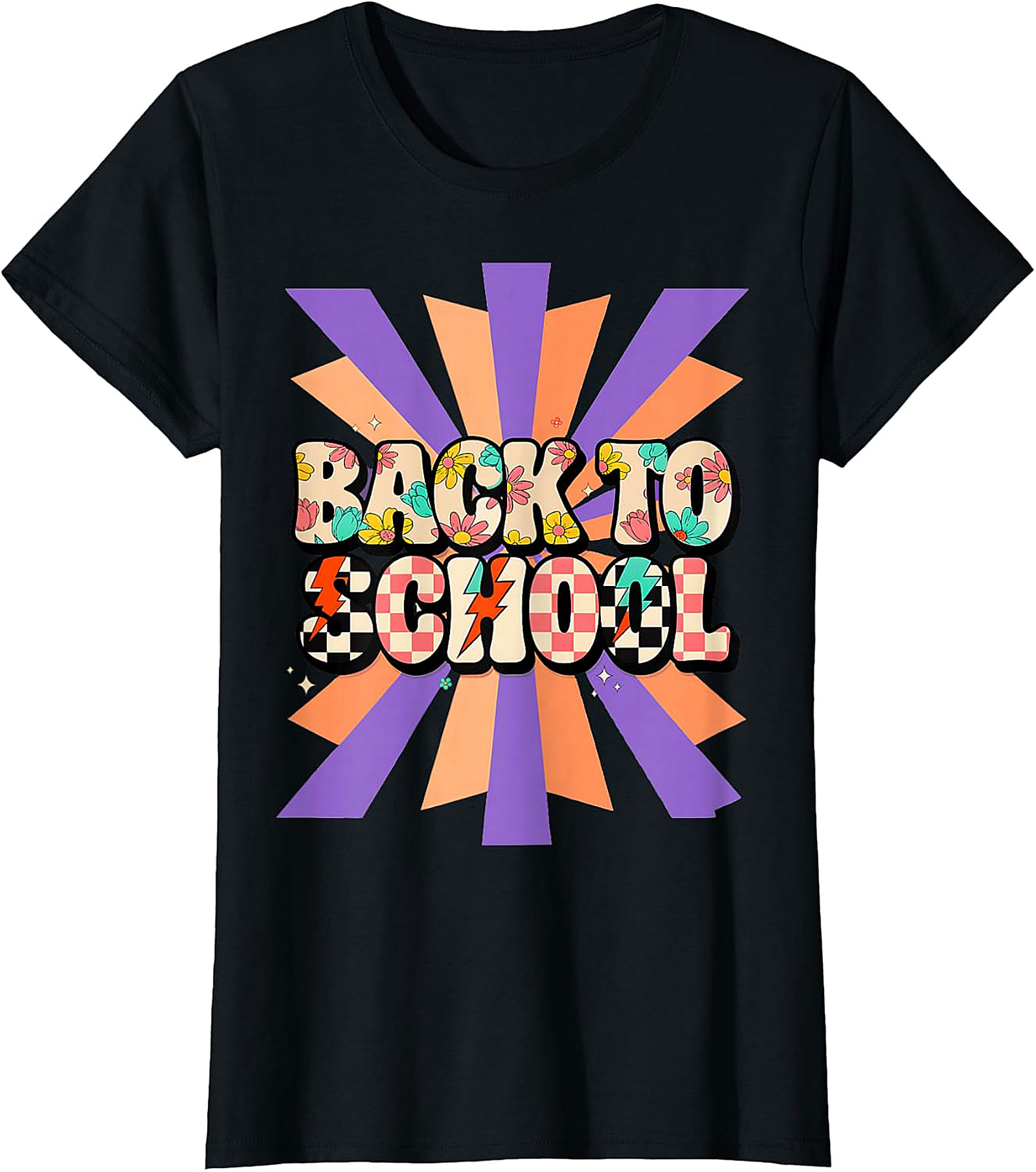 Groovy Back to School T-Shirt | Retro Floral Checkerboard Tee
