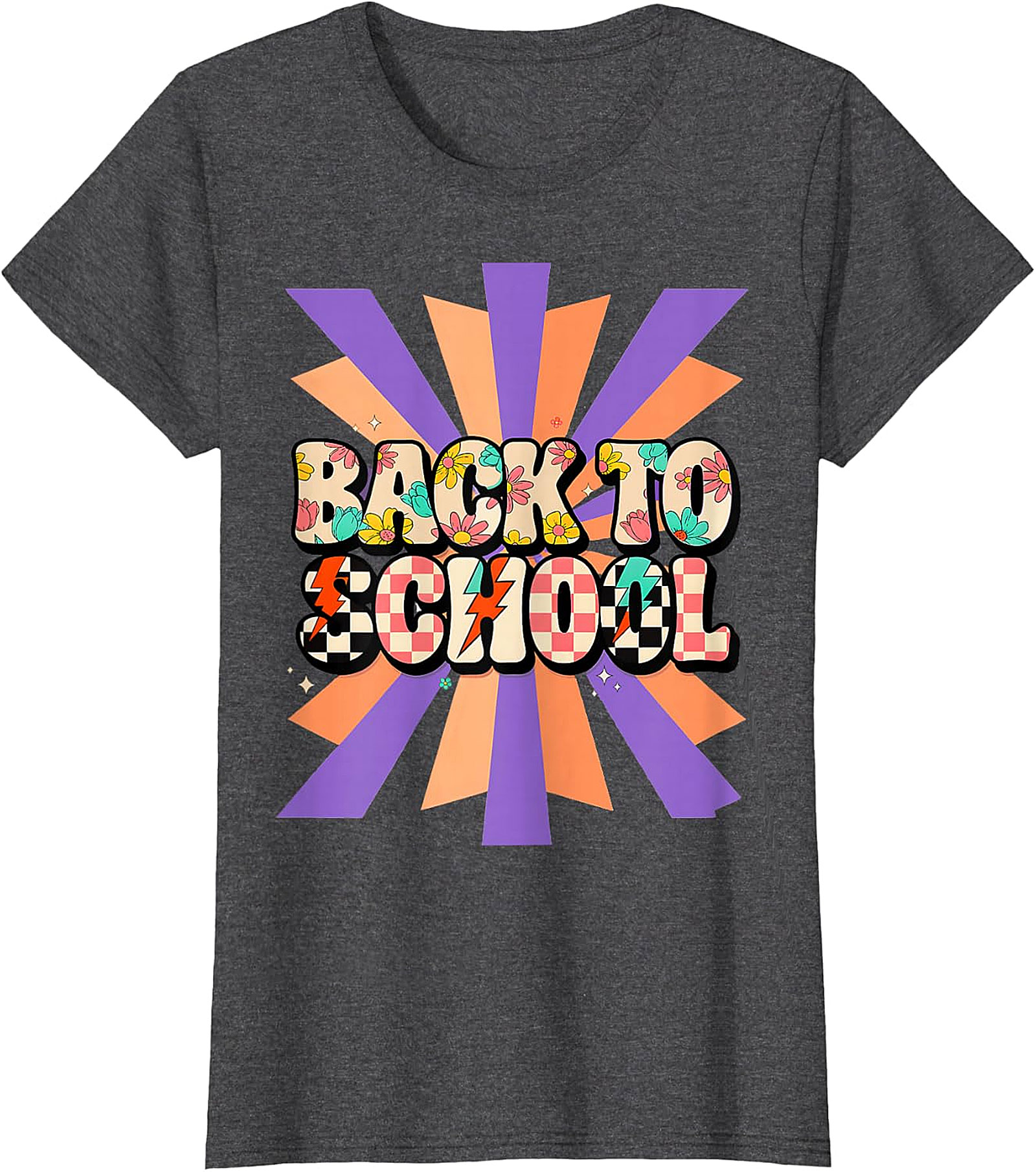 Groovy Back to School T-Shirt | Retro Floral Checkerboard Tee