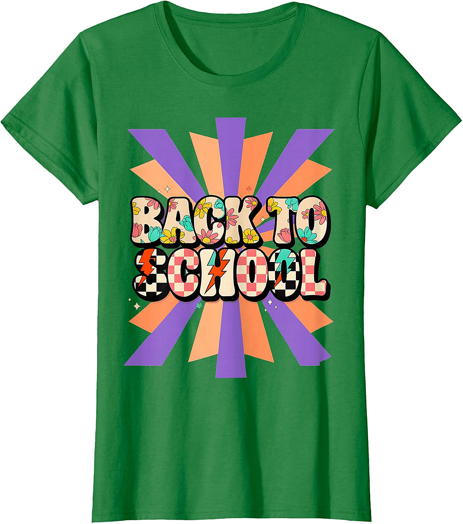 Groovy Back to School T-Shirt | Retro Floral Checkerboard Tee