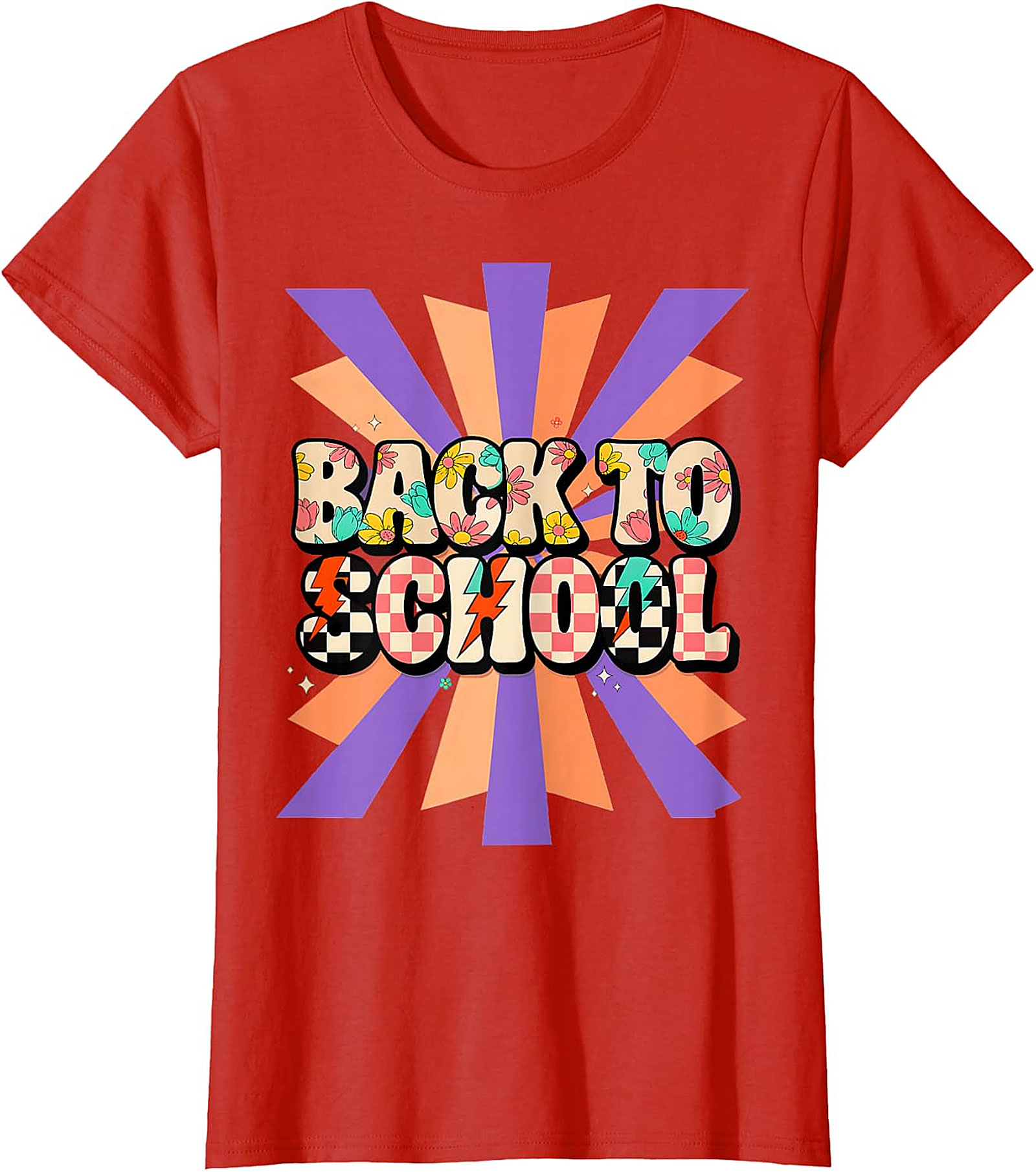 Groovy Back to School T-Shirt | Retro Floral Checkerboard Tee