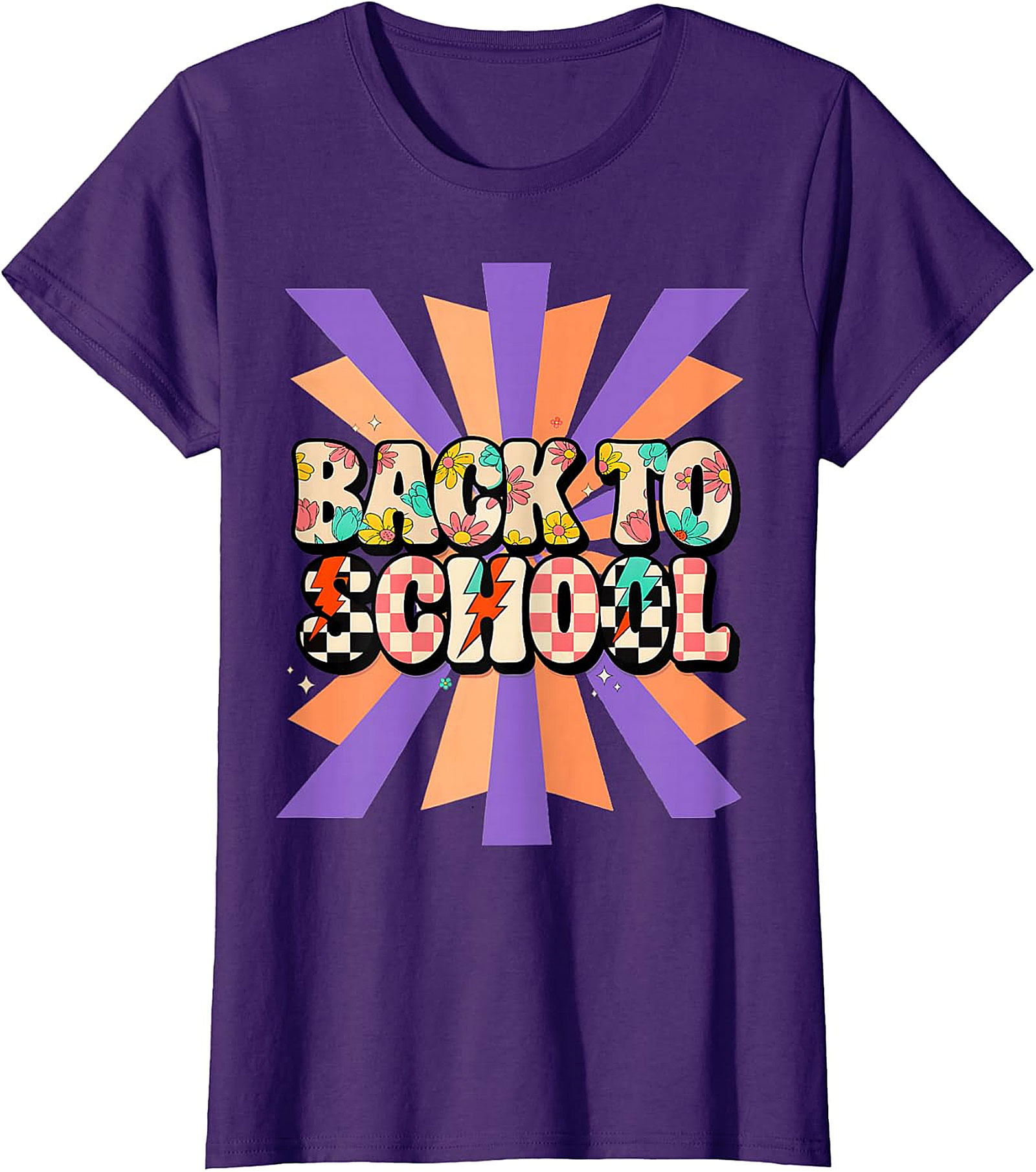 Groovy Back to School T-Shirt | Retro Floral Checkerboard Tee