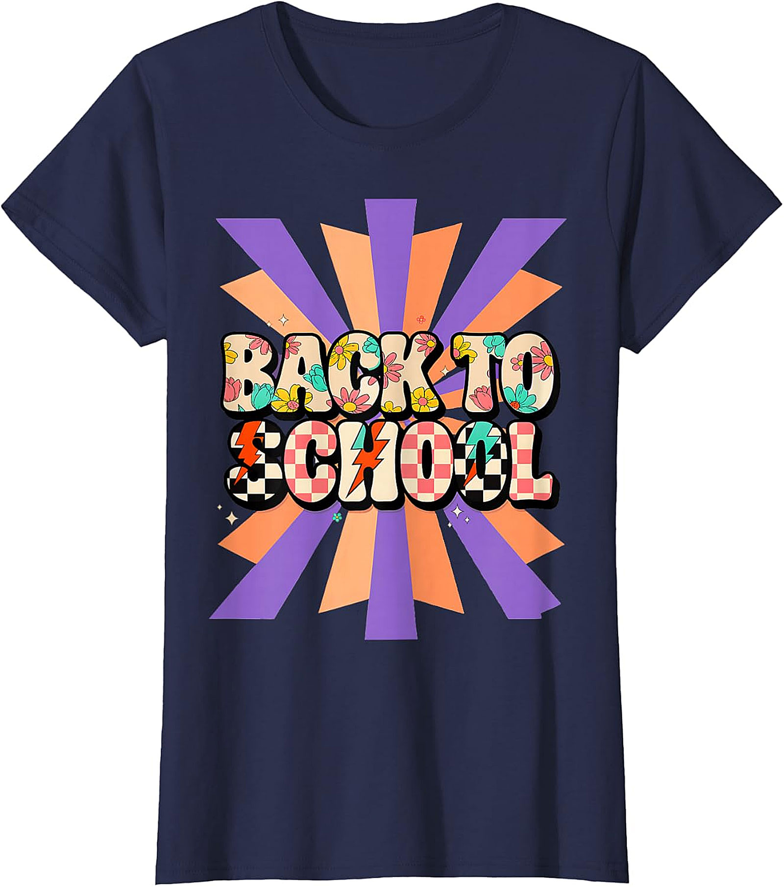 Groovy Back to School T-Shirt | Retro Floral Checkerboard Tee