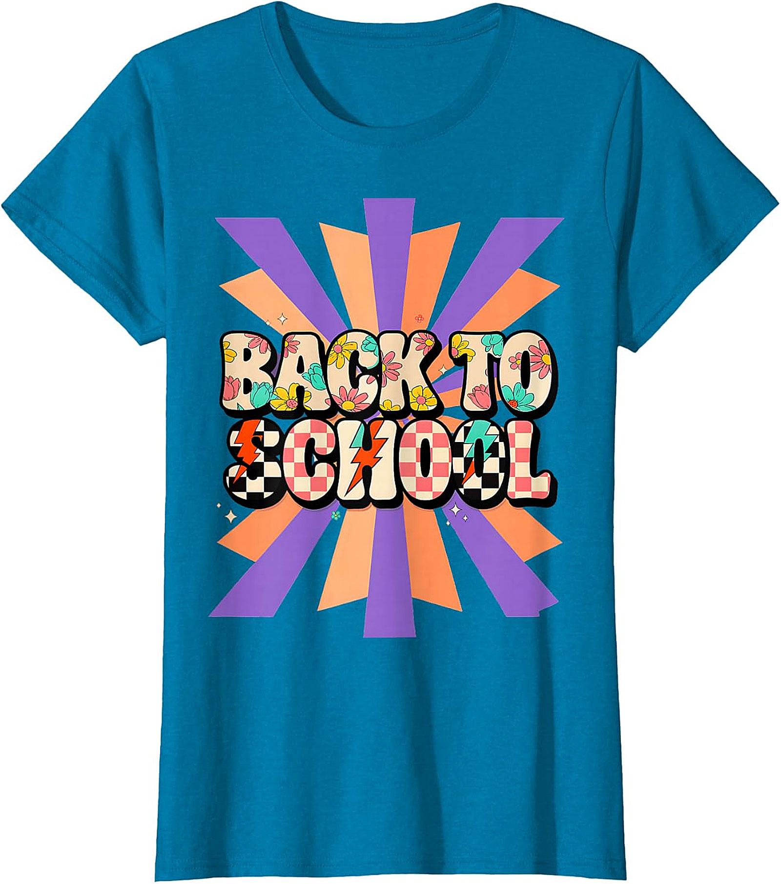 Groovy Back to School T-Shirt | Retro Floral Checkerboard Tee