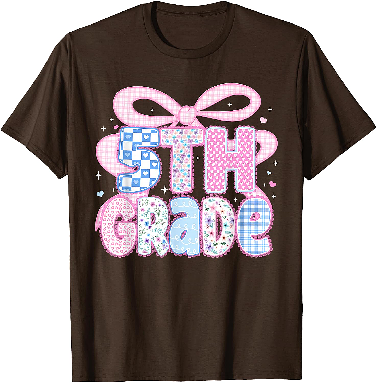 Preppy Fifth Grade Teacher 5th Grade Floral Coquette Bow T-Shirt