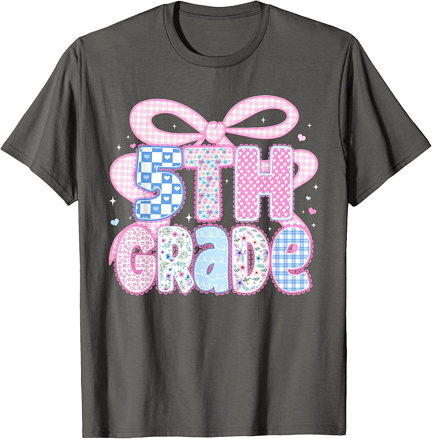 Preppy Fifth Grade Teacher 5th Grade Floral Coquette Bow T-Shirt