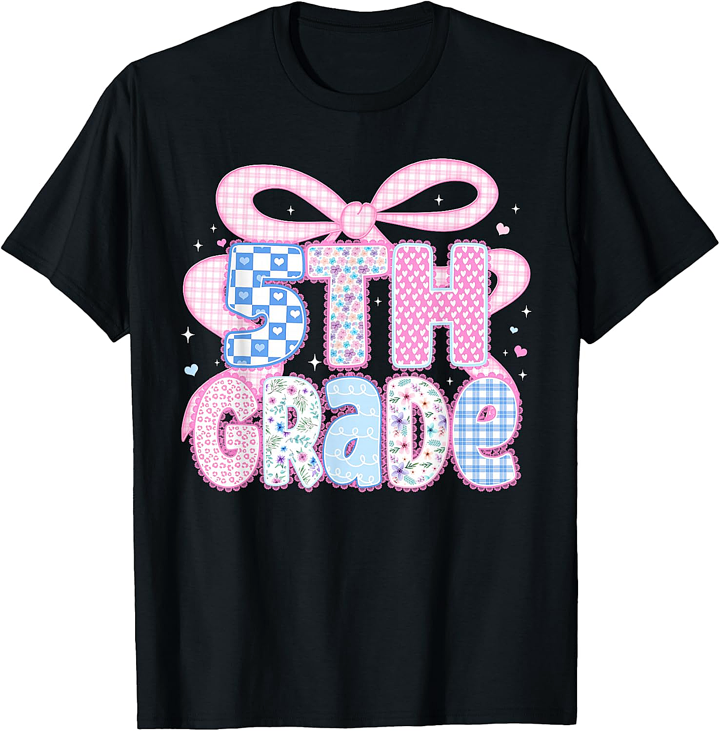 Preppy Fifth Grade Teacher 5th Grade Floral Coquette Bow T-Shirt