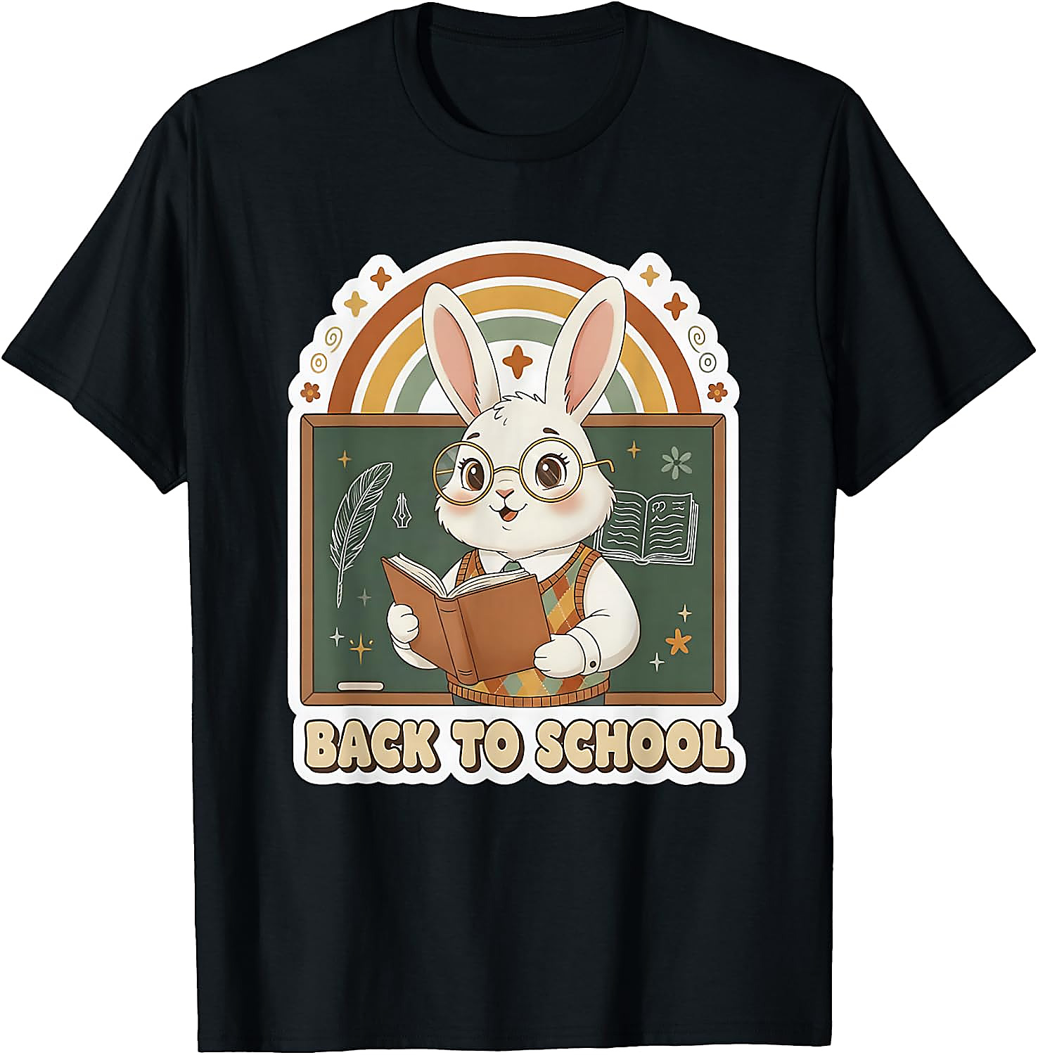 Cute Bunny Back to School T-Shirt | Reading & Teacher Tee